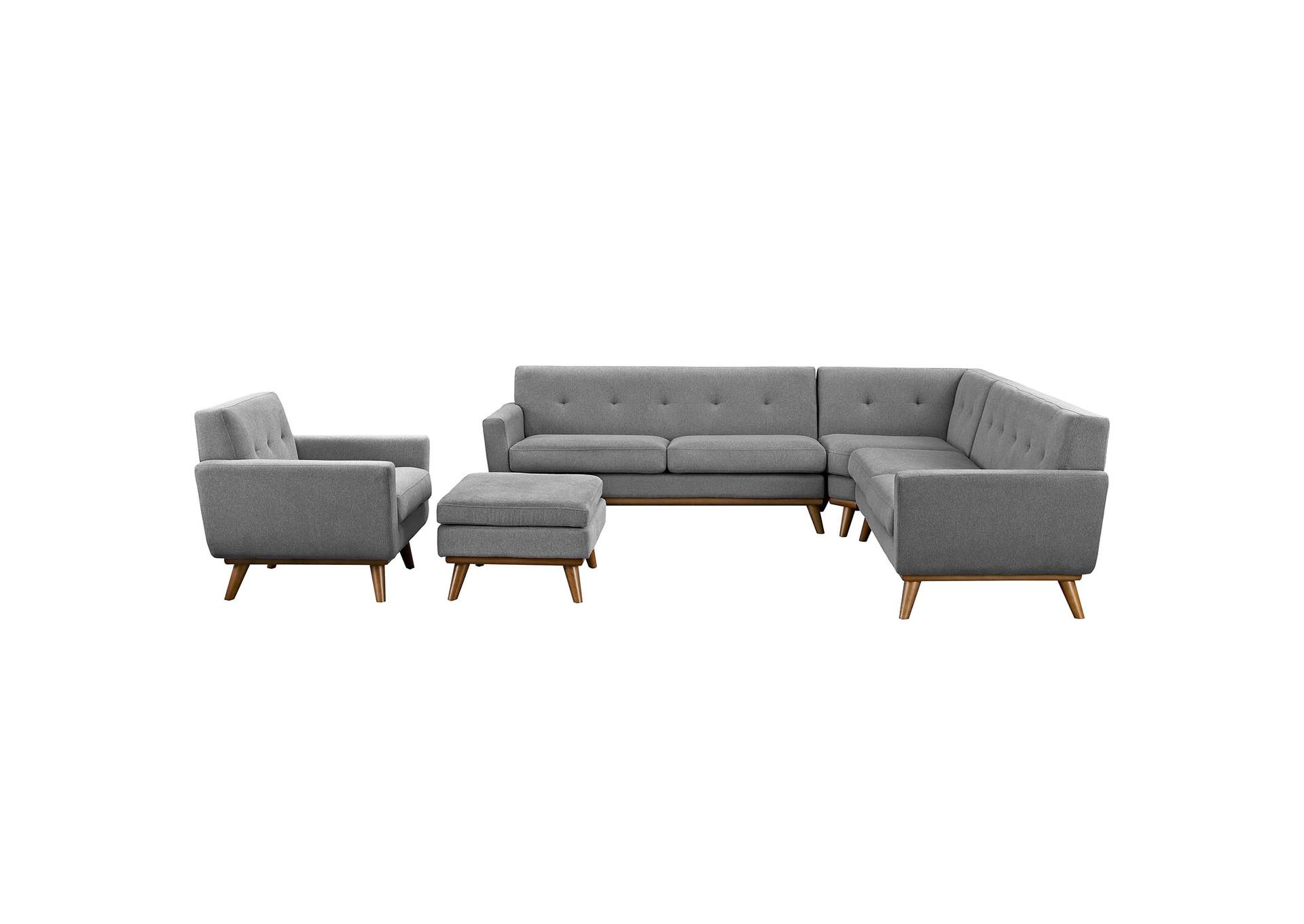 Expectation Gray Engage 5 Piece Sectional Sofa,Modway