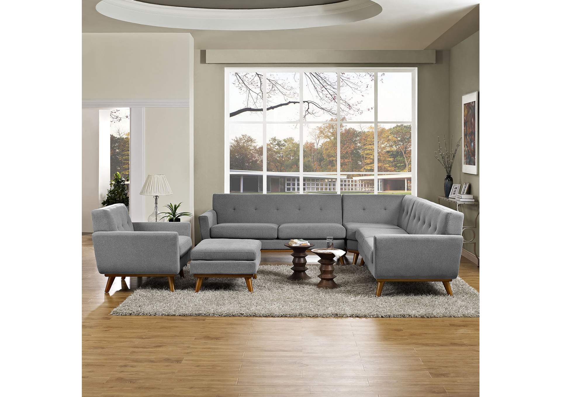 Expectation Gray Engage 5 Piece Sectional Sofa,Modway