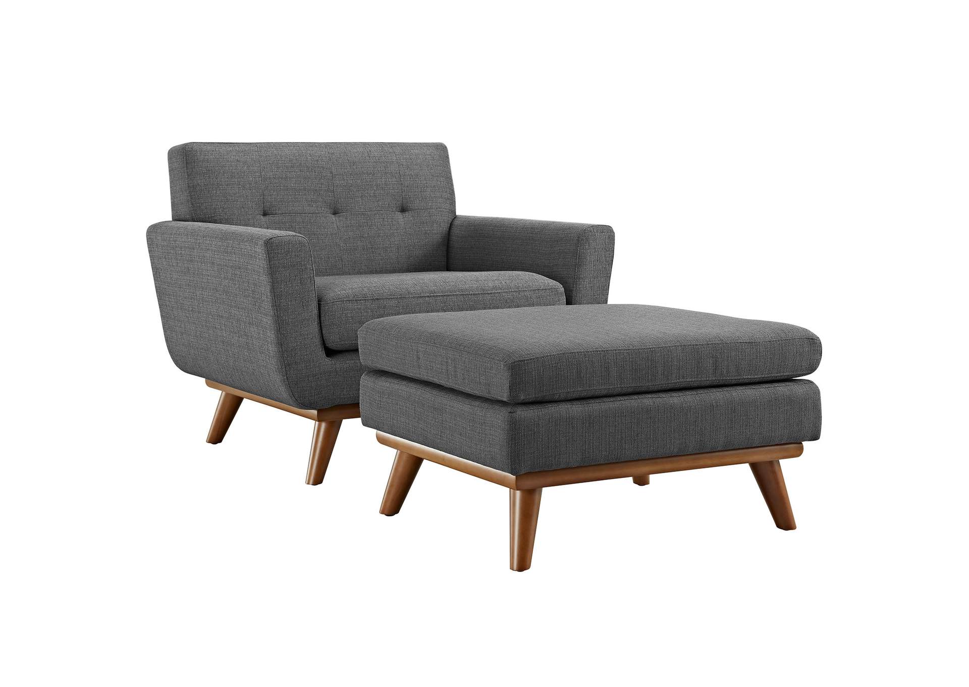 Gray Engage 2 Piece Armchair and Ottoman,Modway