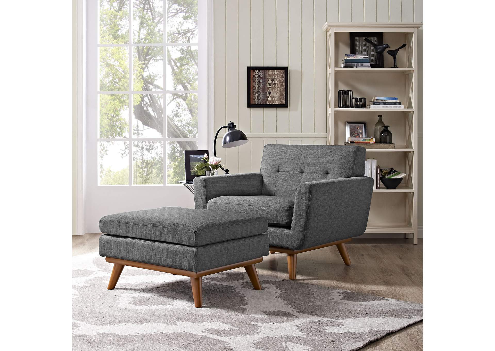 Gray Engage 2 Piece Armchair and Ottoman,Modway