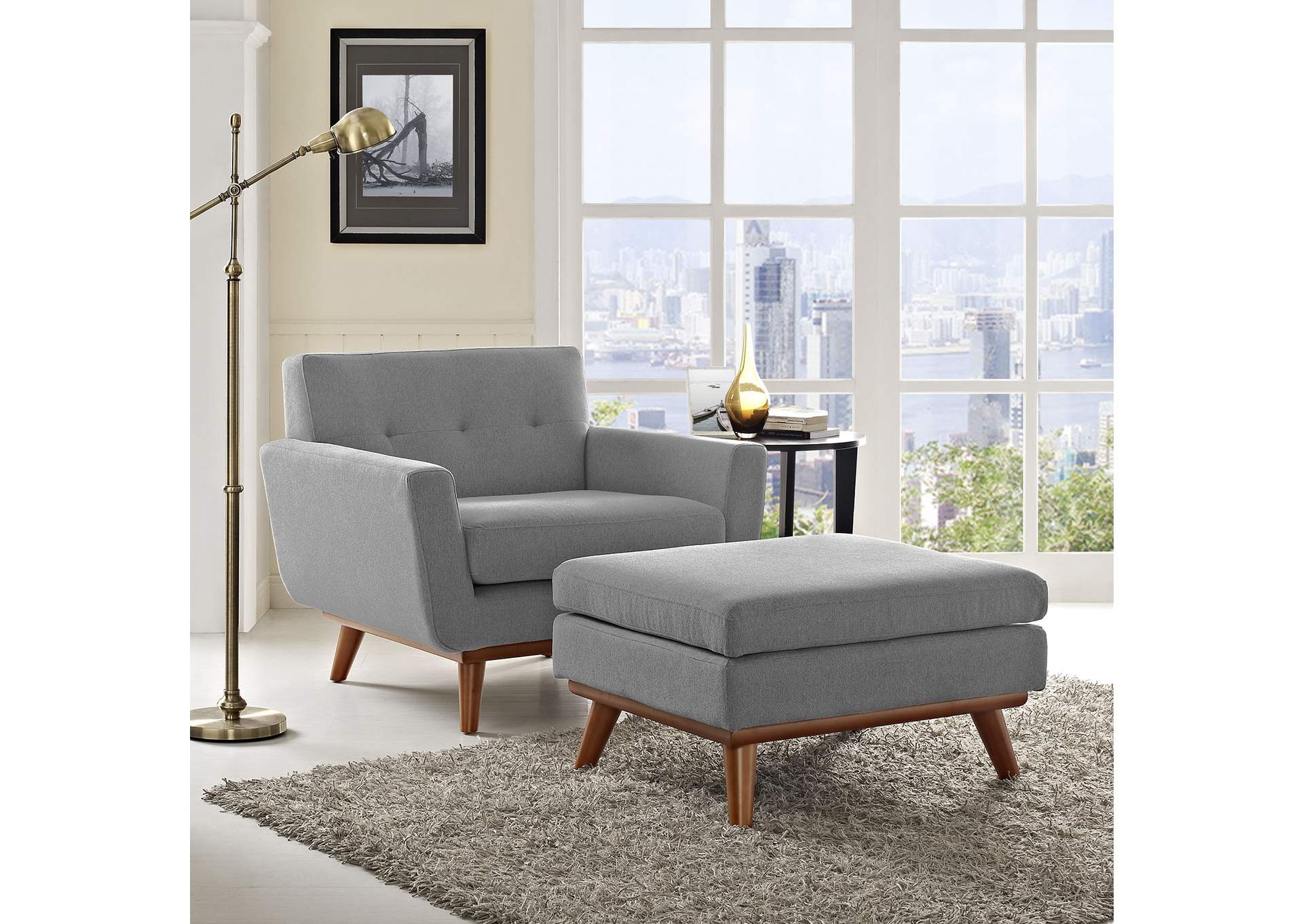 Expectation Gray Engage 2 Piece Armchair and Ottoman,Modway