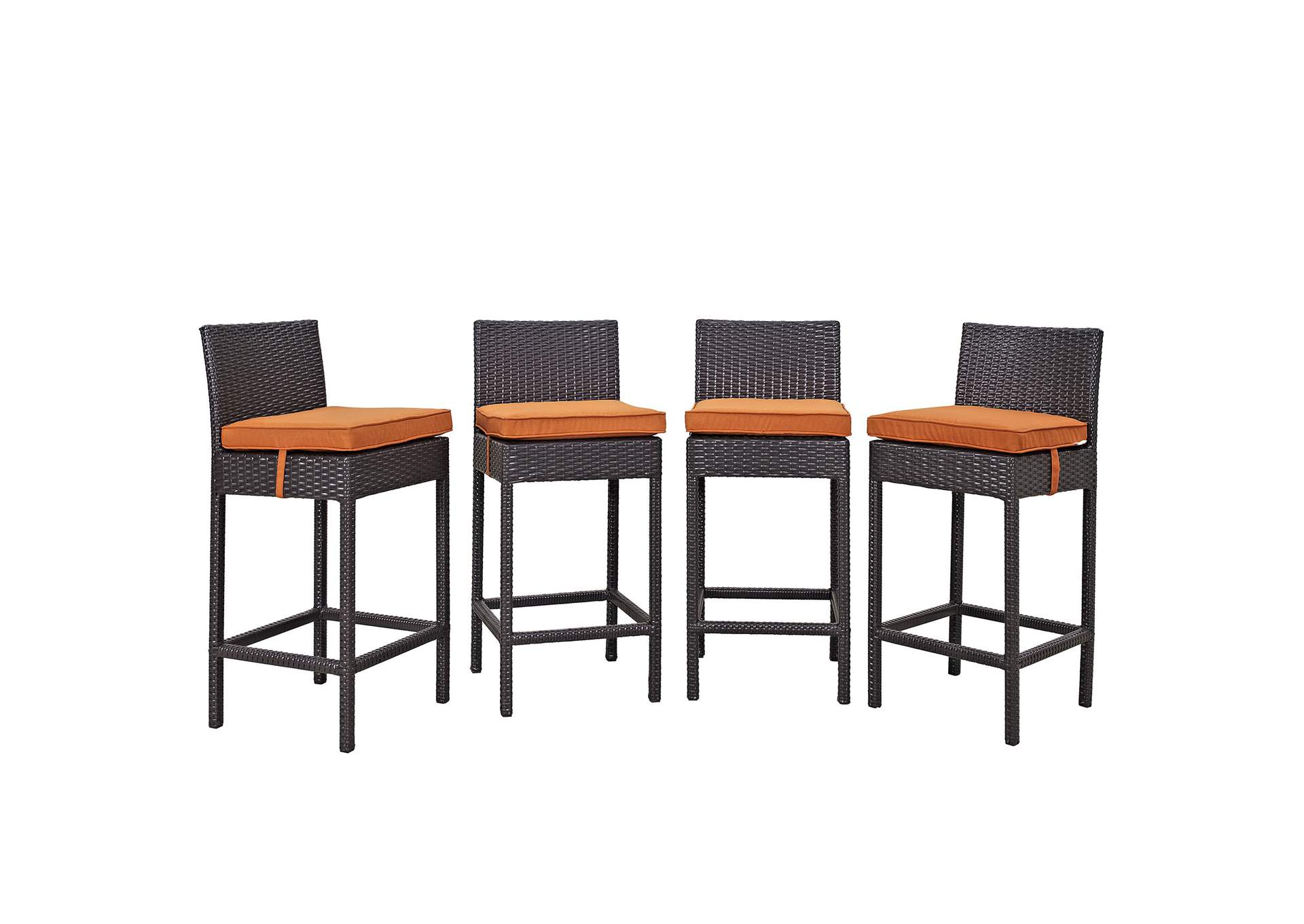 Espresso Orange Convene 4 Piece Outdoor Patio Pub Set,Modway