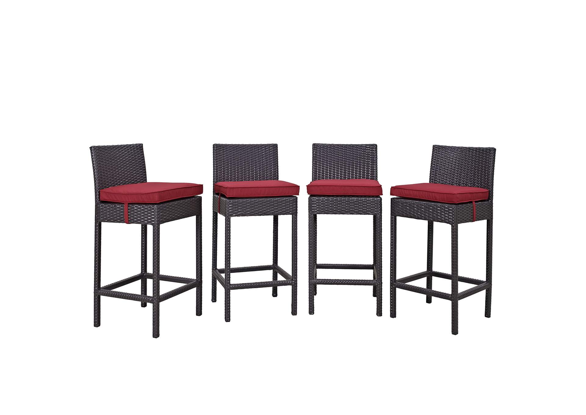 Espresso red Convene 4 Piece Outdoor Patio Pub Set,Modway