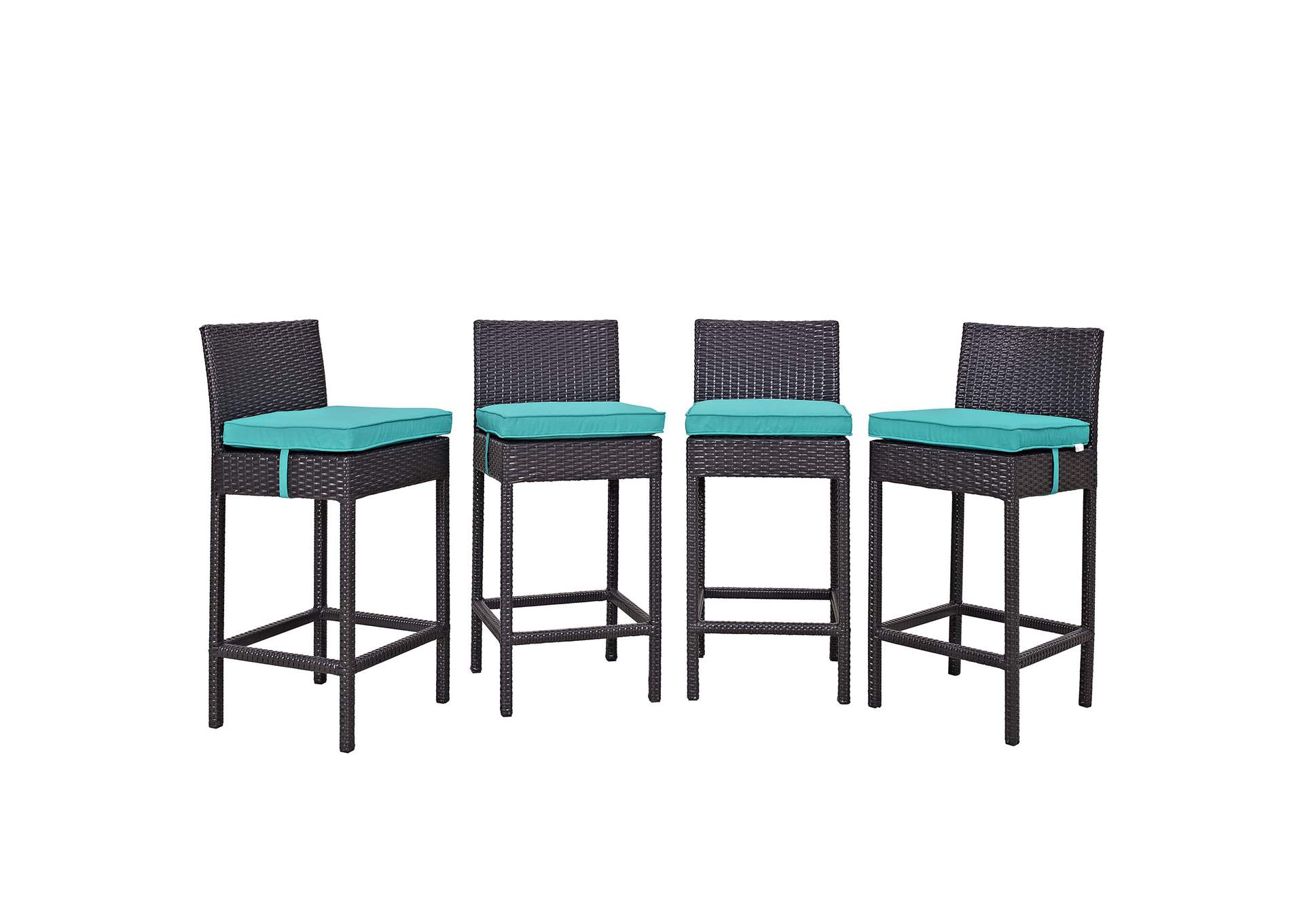 Espresso Turquoise Convene 4 Piece Outdoor Patio Pub Set,Modway