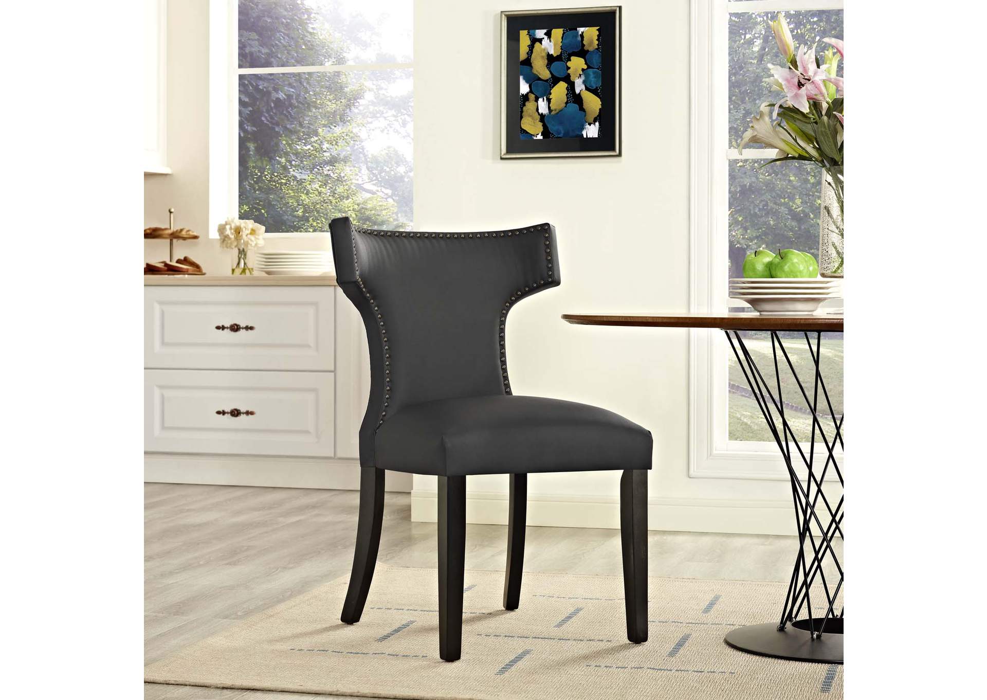 Black Curve Vinyl Dining Chair,Modway