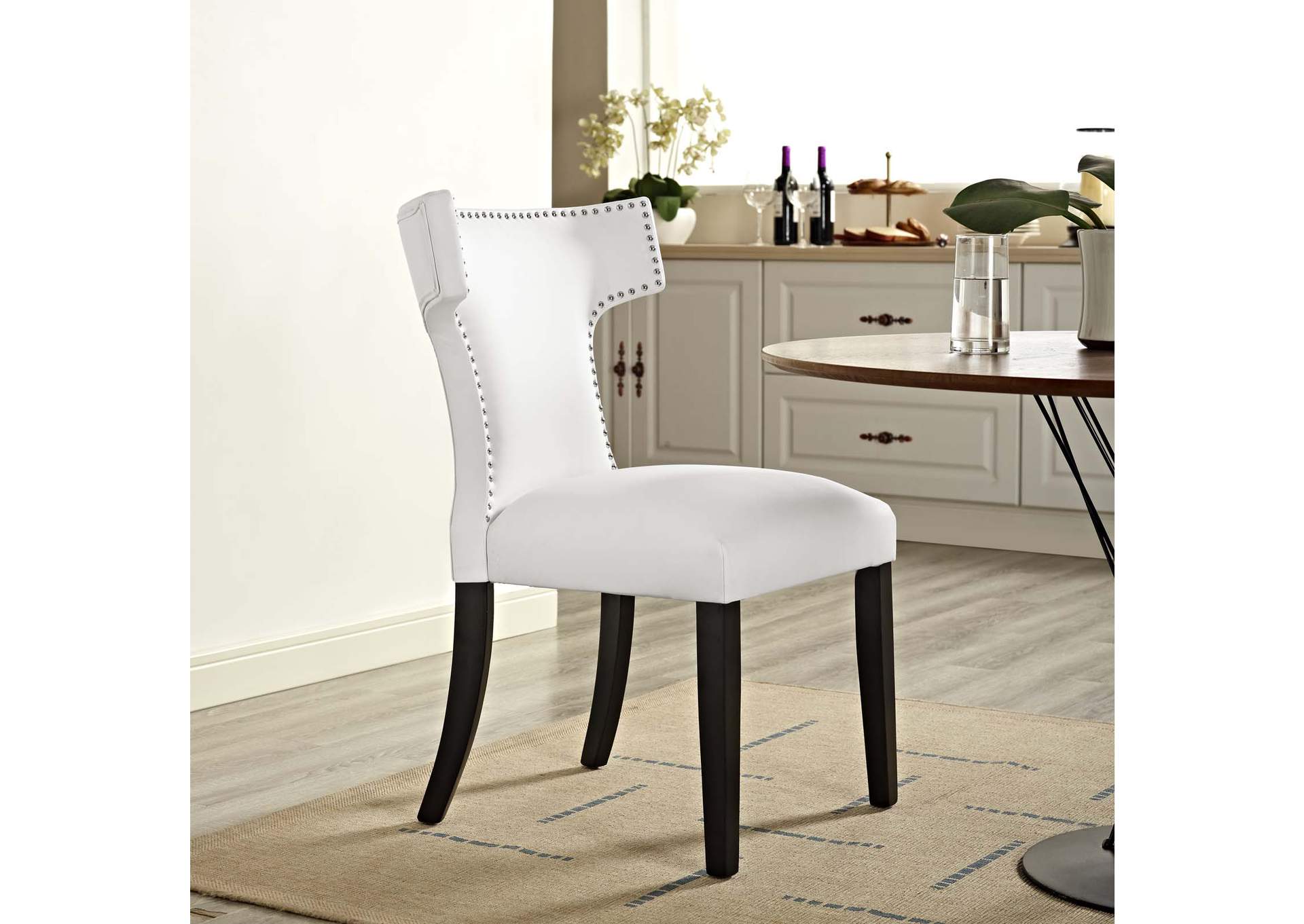 White Curve Vinyl Dining Chair,Modway