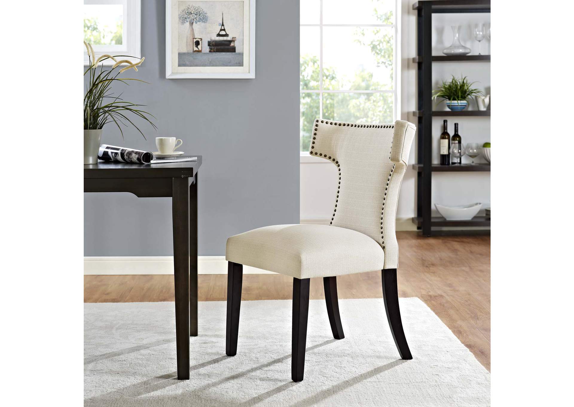 Beige Curve Fabric Dining Chair,Modway