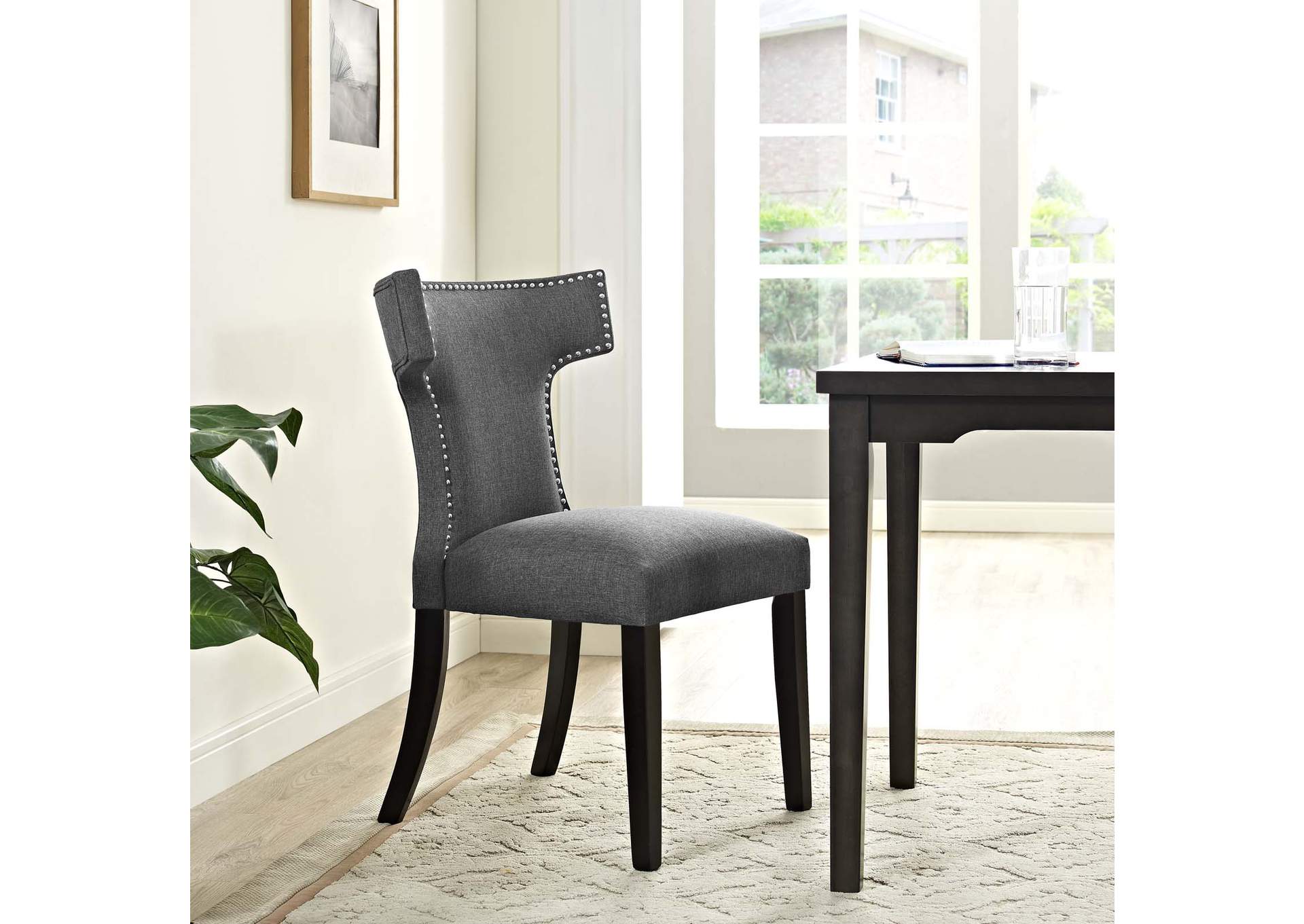 Gray Curve Fabric Dining Chair,Modway