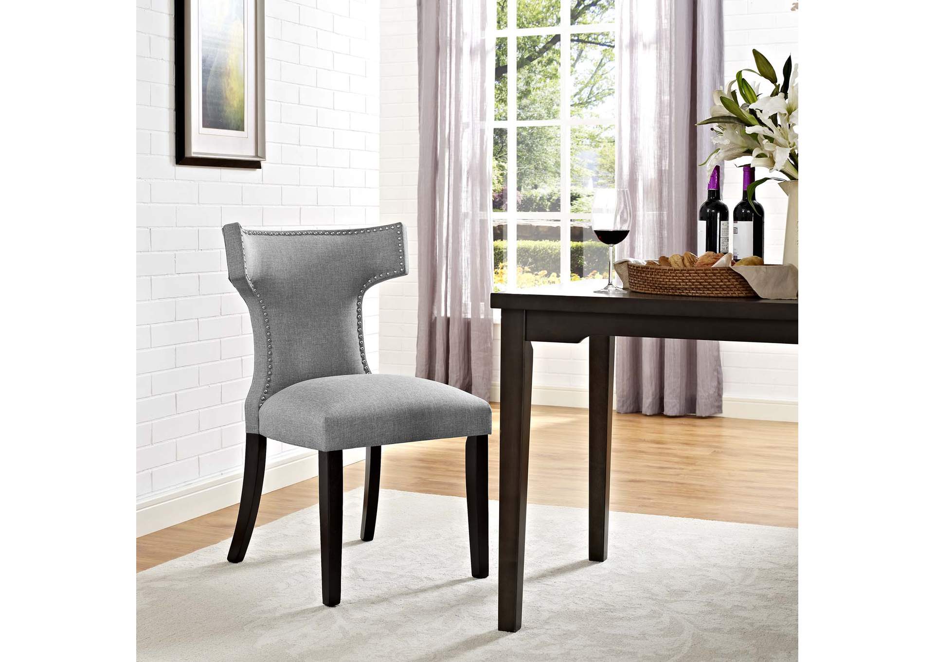 Light Gray Curve Fabric Dining Chair,Modway