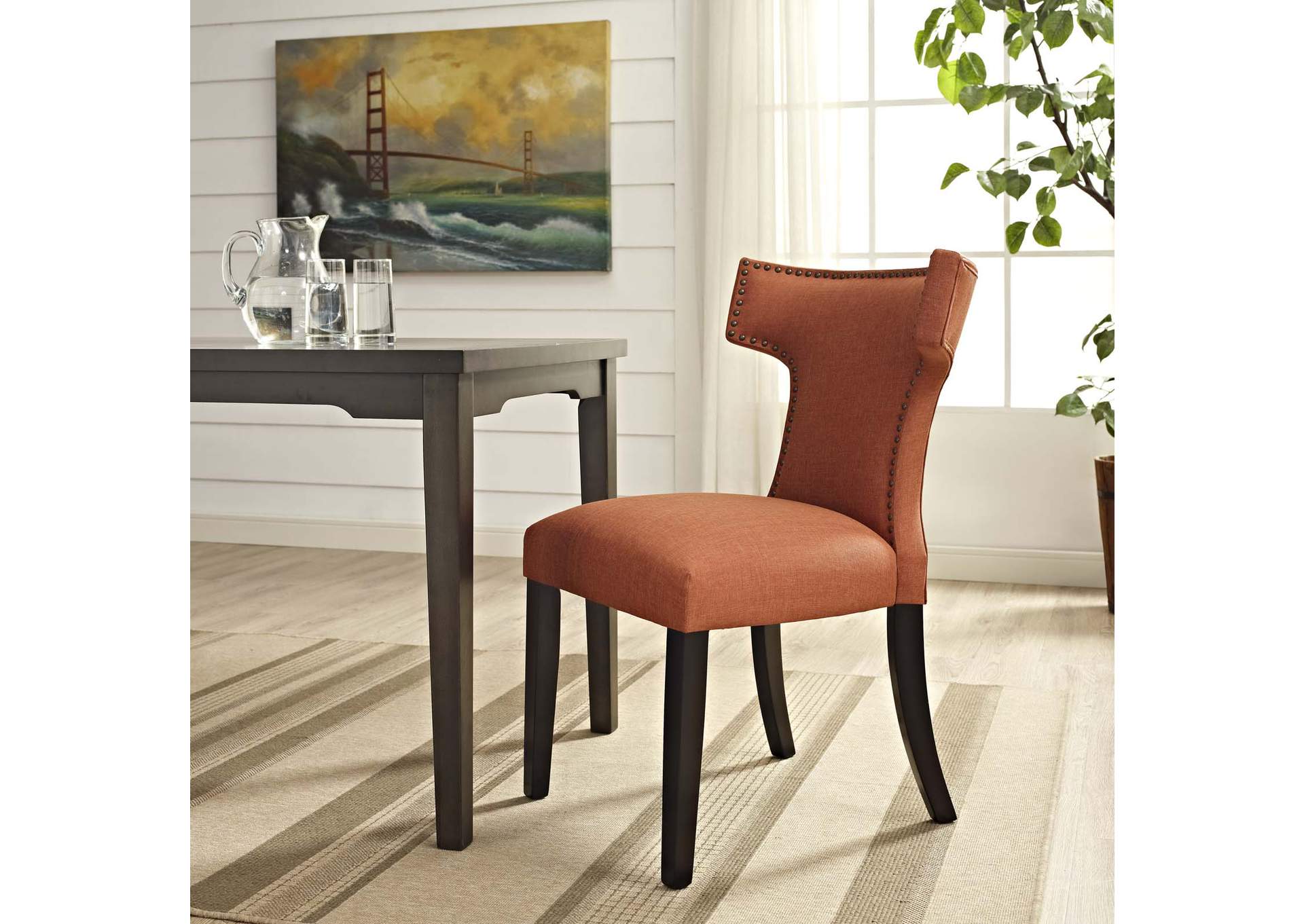 Orange Curve Fabric Dining Chair,Modway