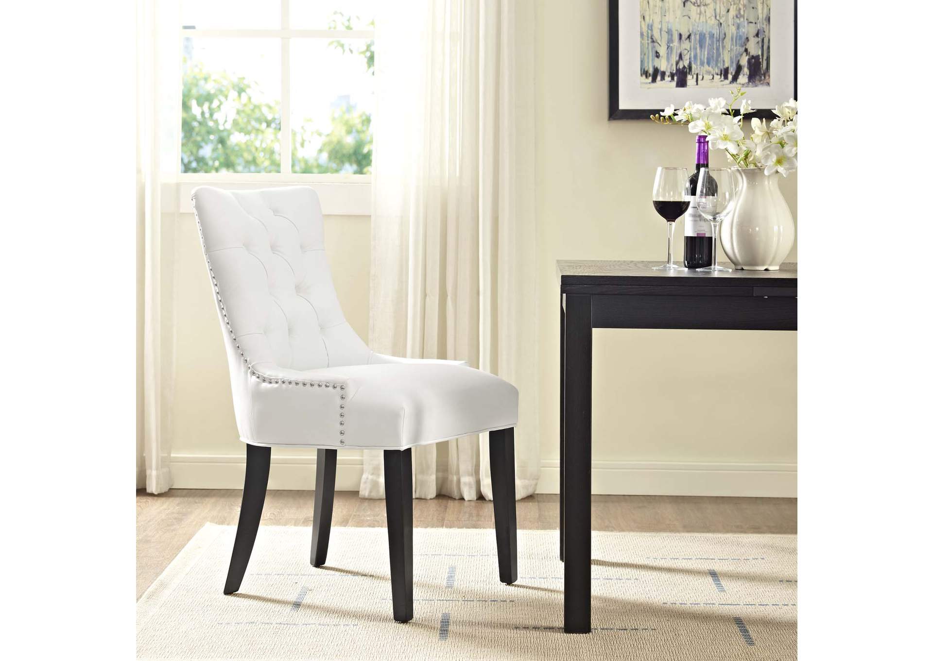 White Regent Tufted Faux Leather Dining Chair,Modway