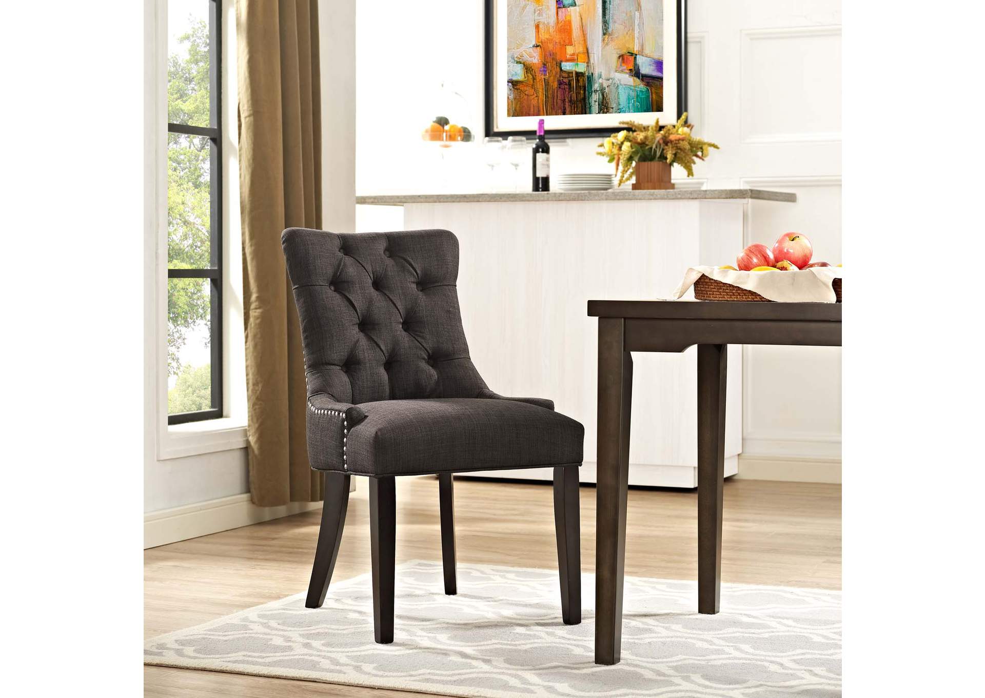 Brown Regent Tufted Fabric Dining Side Chair,Modway