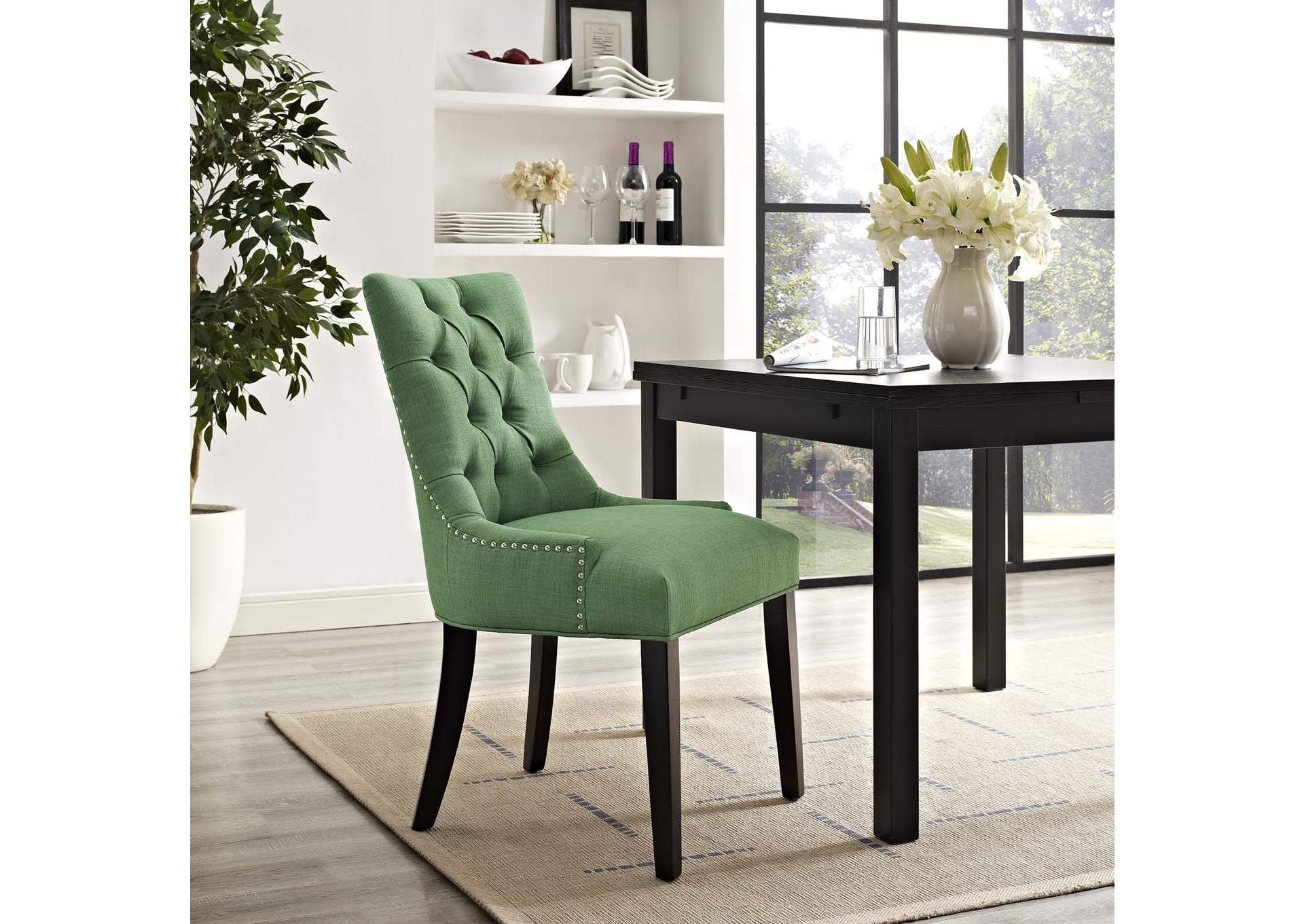 Kelly Green Regent Tufted Fabric Dining Side Chair,Modway