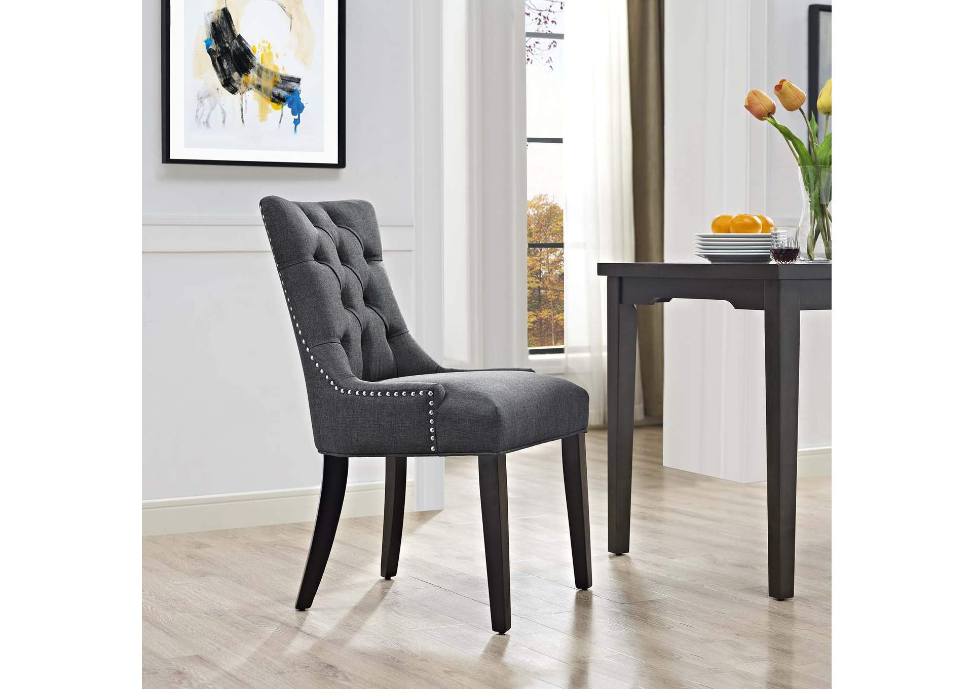 Gray Regent Tufted Fabric Dining Side Chair,Modway