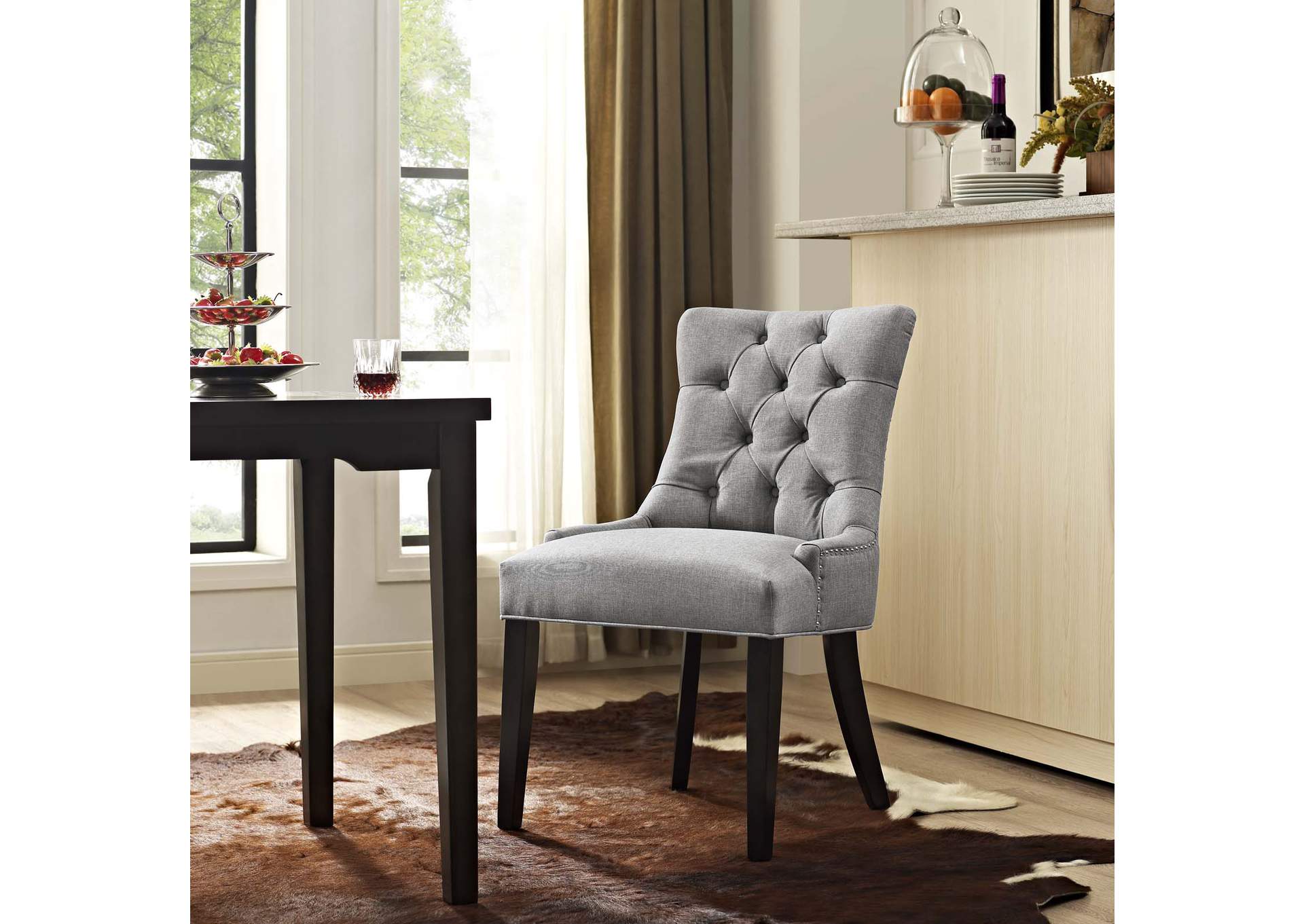 Light Gray Regent Tufted Fabric Dining Side Chair,Modway