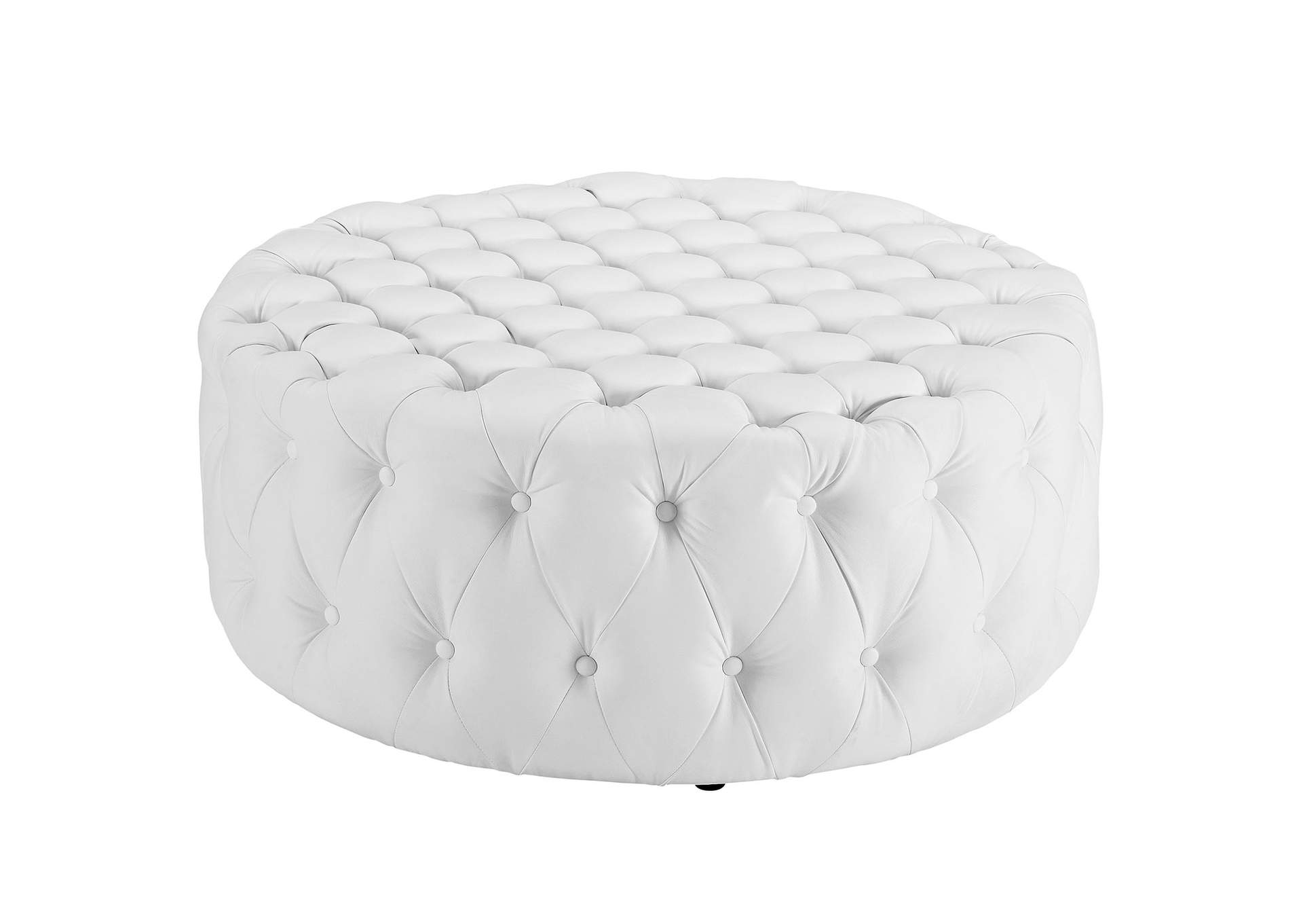 White Amour Upholstered Vinyl Ottoman,Modway