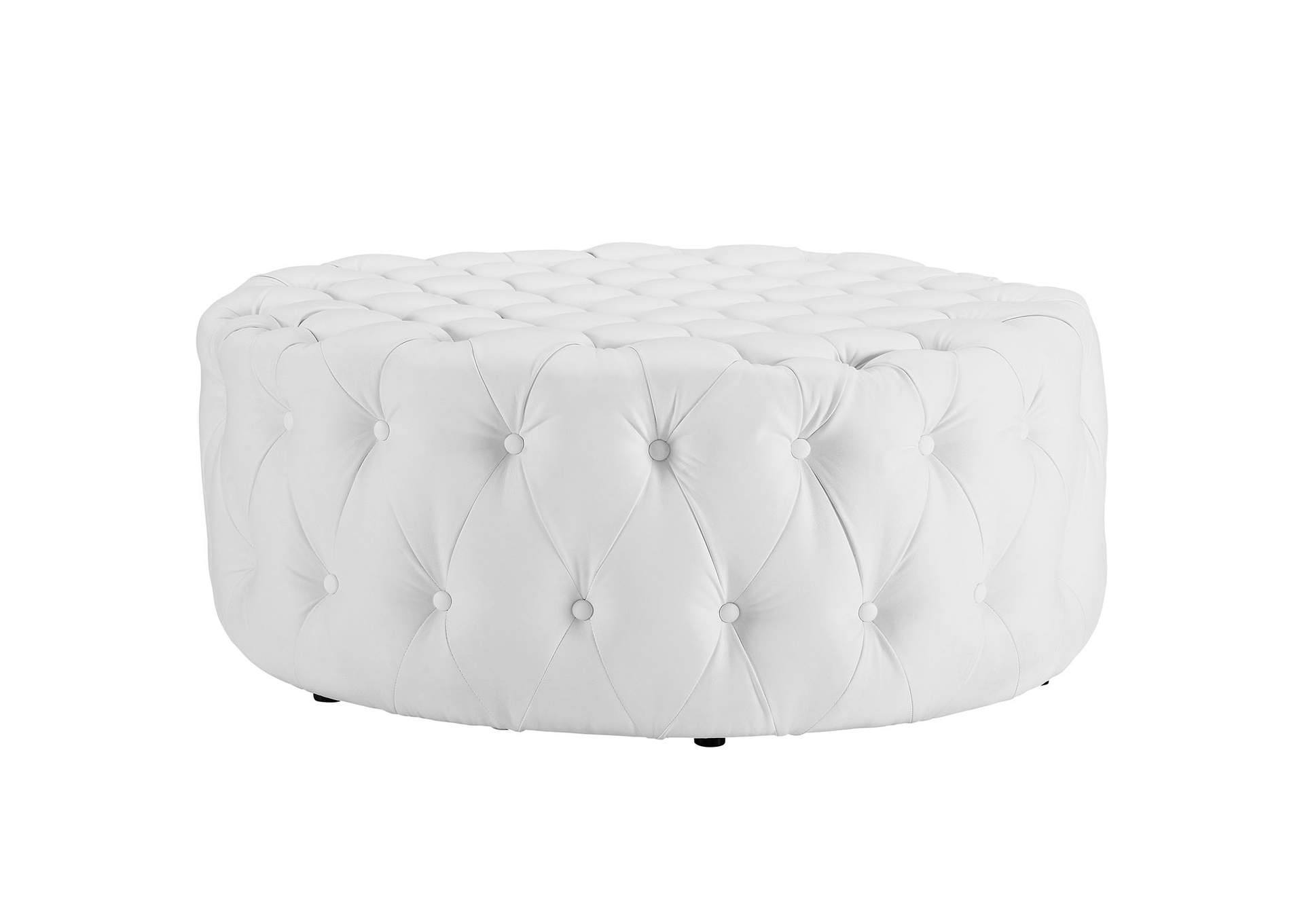 White Amour Upholstered Vinyl Ottoman,Modway