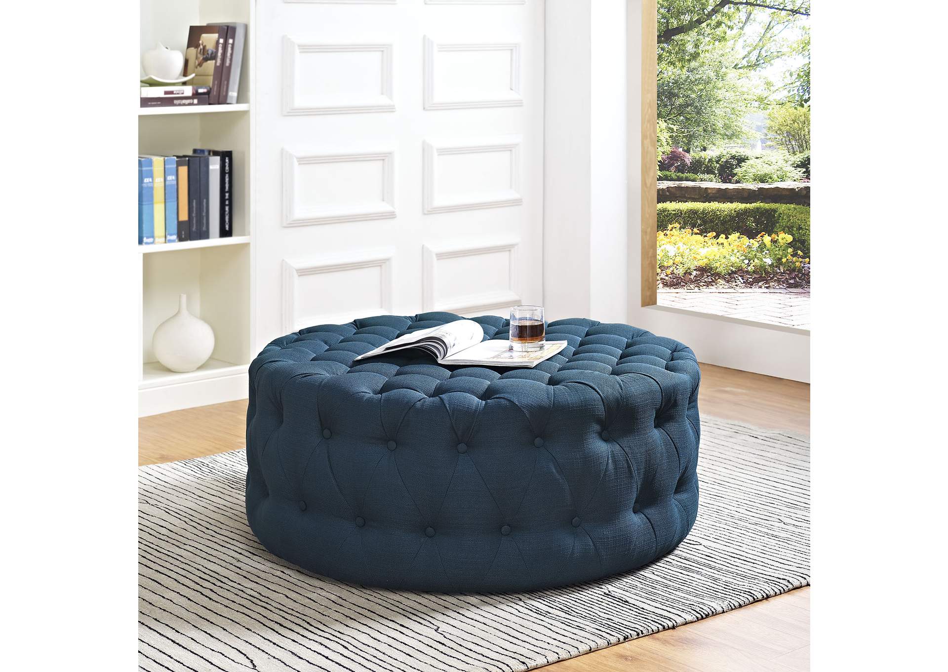 Azure Amour Upholstered Fabric Ottoman,Modway