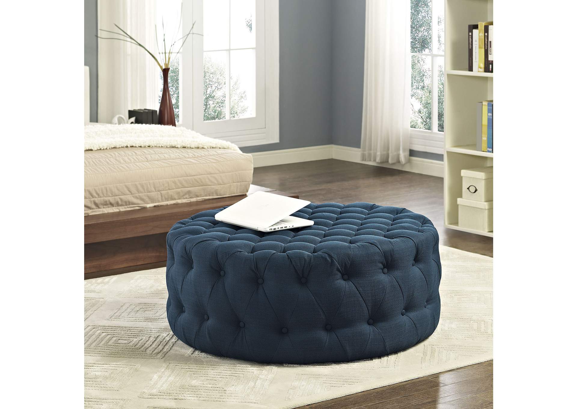 Azure Amour Upholstered Fabric Ottoman,Modway