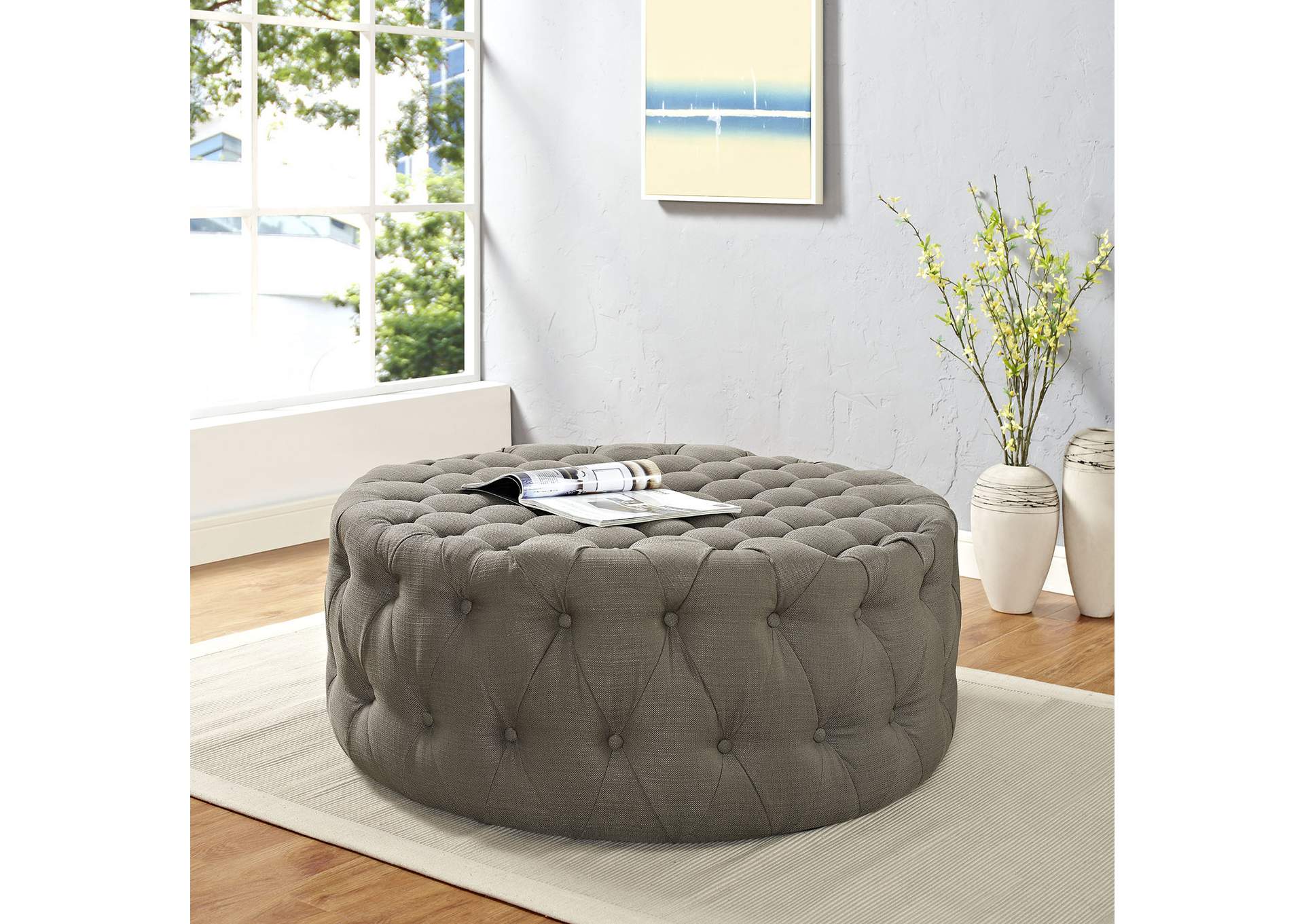 Granite Amour Upholstered Fabric Ottoman,Modway