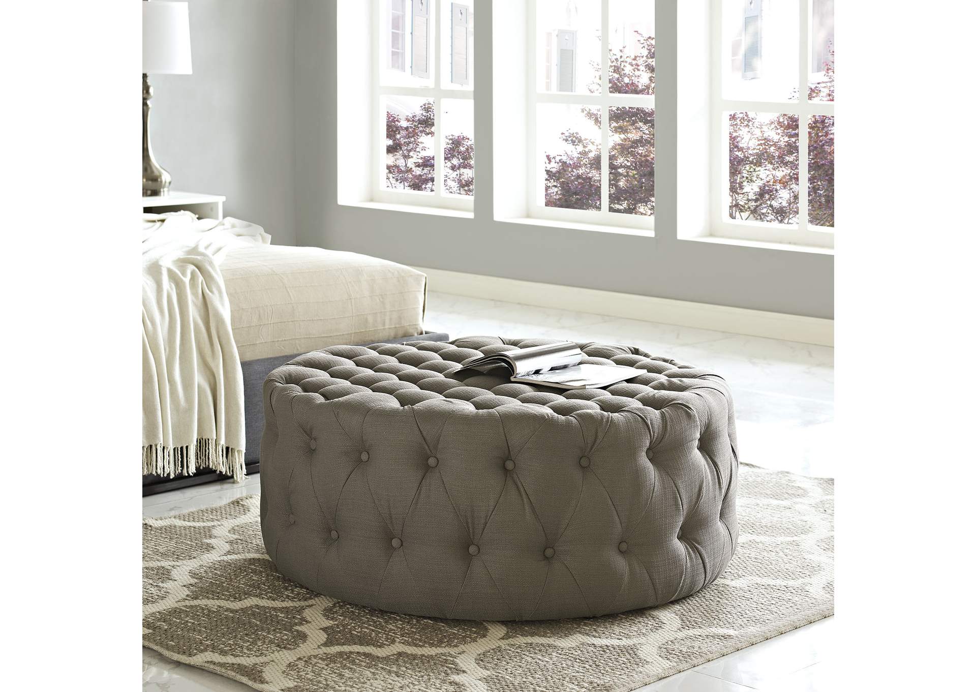 Granite Amour Upholstered Fabric Ottoman,Modway