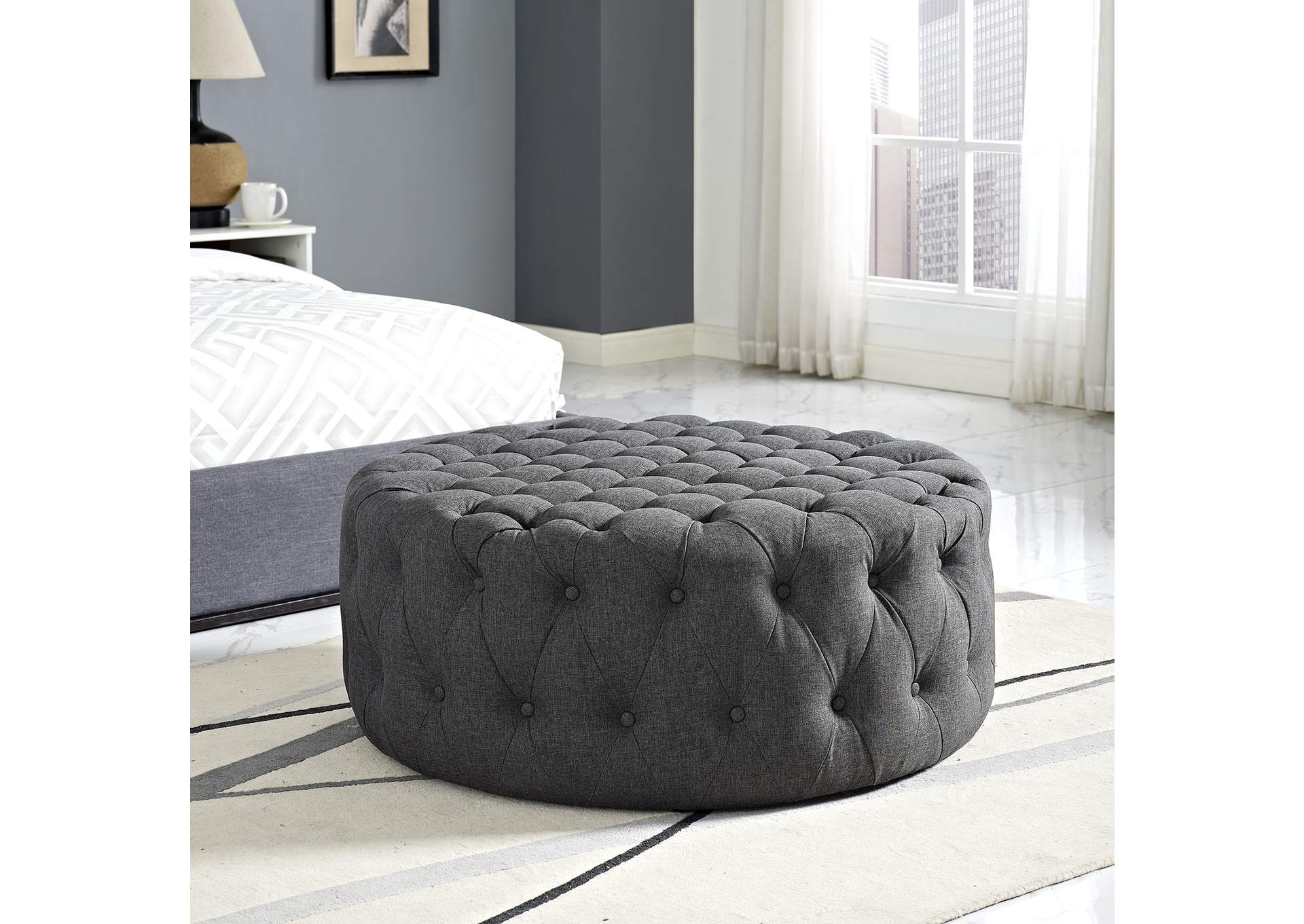 Gray Amour Upholstered Fabric Ottoman,Modway