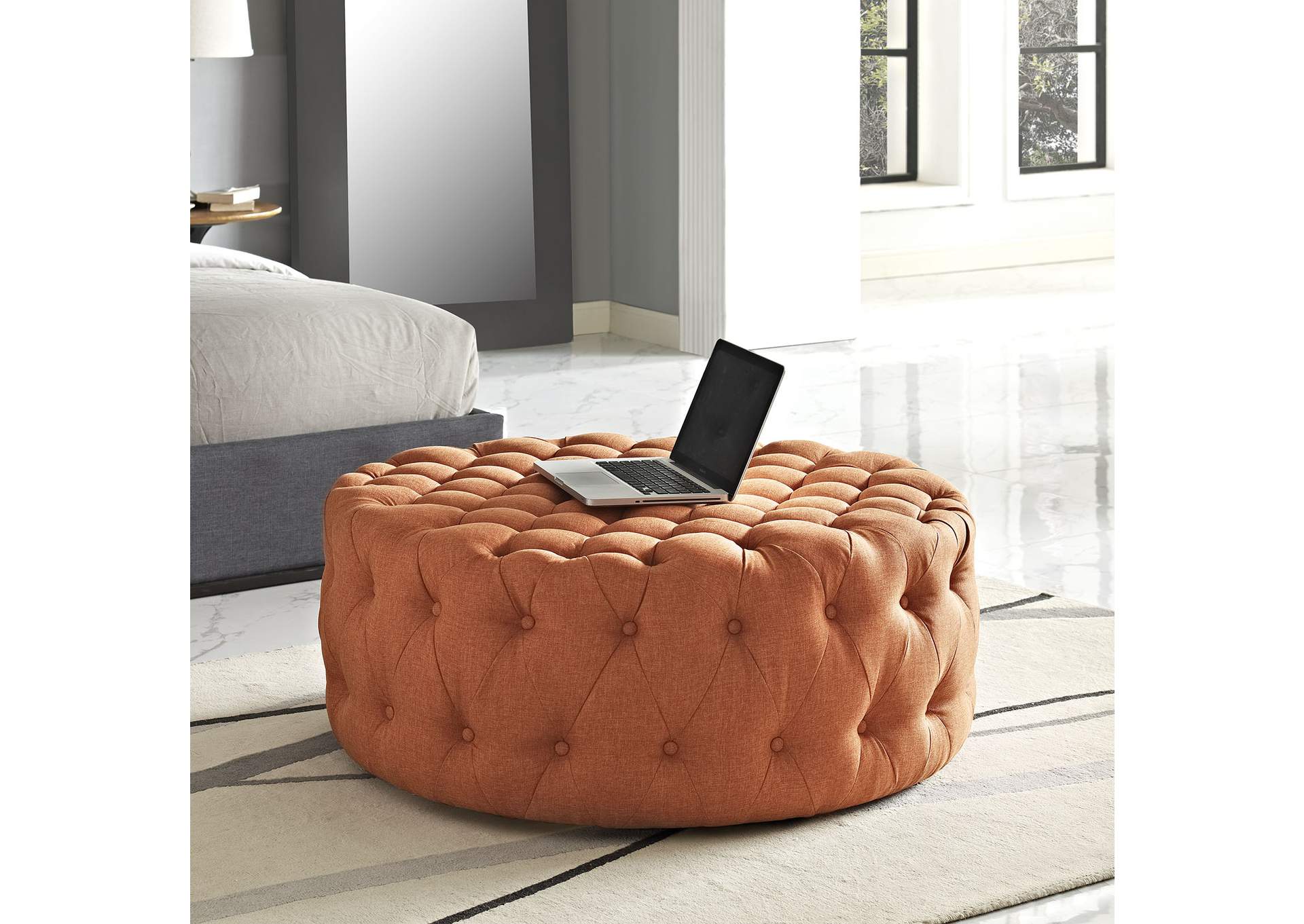 Orange Amour Upholstered Fabric Ottoman,Modway