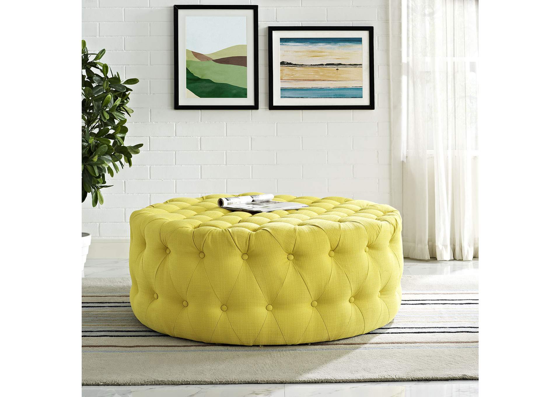 Amour Sunny Upholstered Fabric Ottoman,Modway