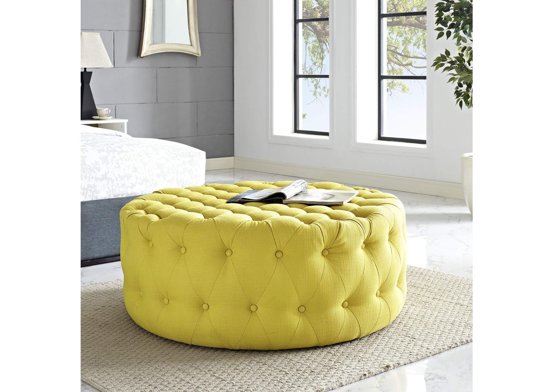 Amour Sunny Upholstered Fabric Ottoman,Modway