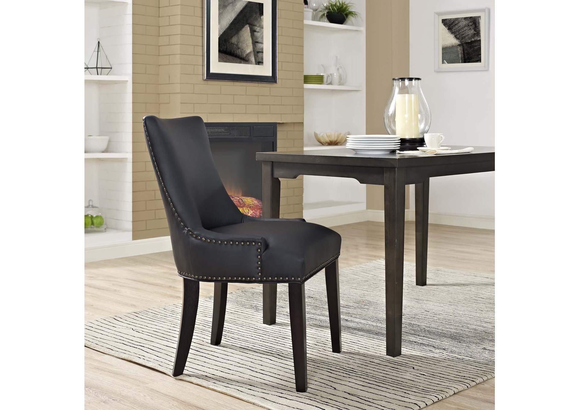 Black Marquis Faux Leather Dining Chair,Modway