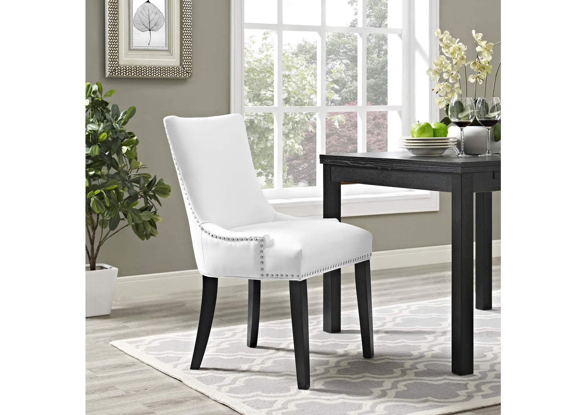 White Marquis Faux Leather Dining Chair,Modway