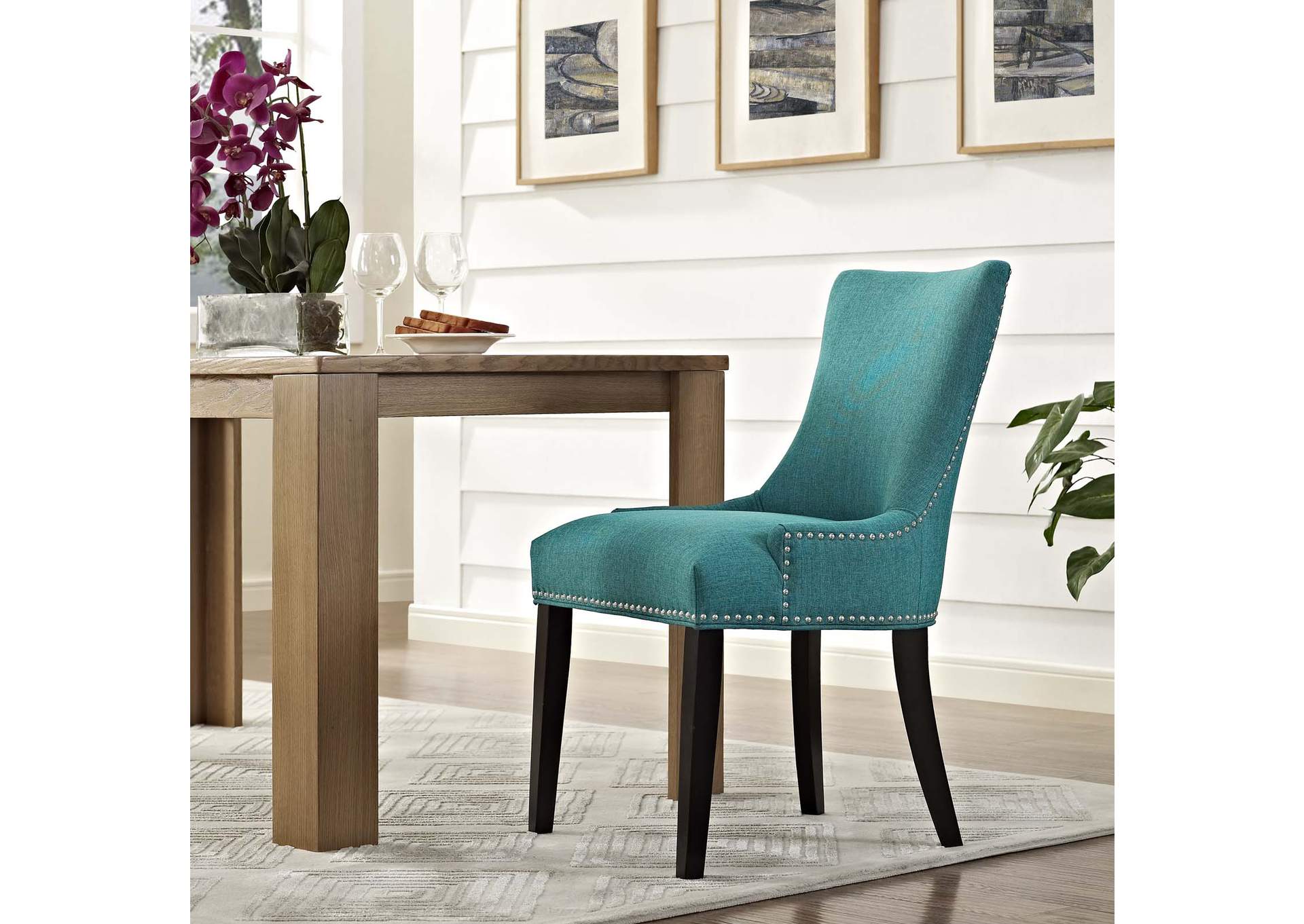 Teal Marquis Fabric Dining Chair,Modway