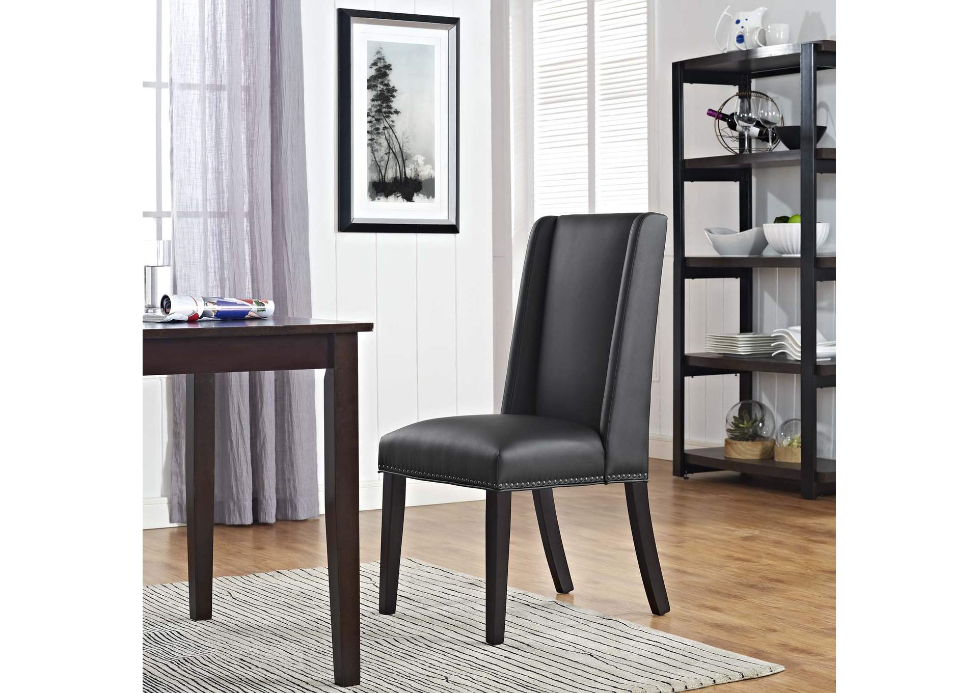 Black Baron Vinyl Dining Chair,Modway