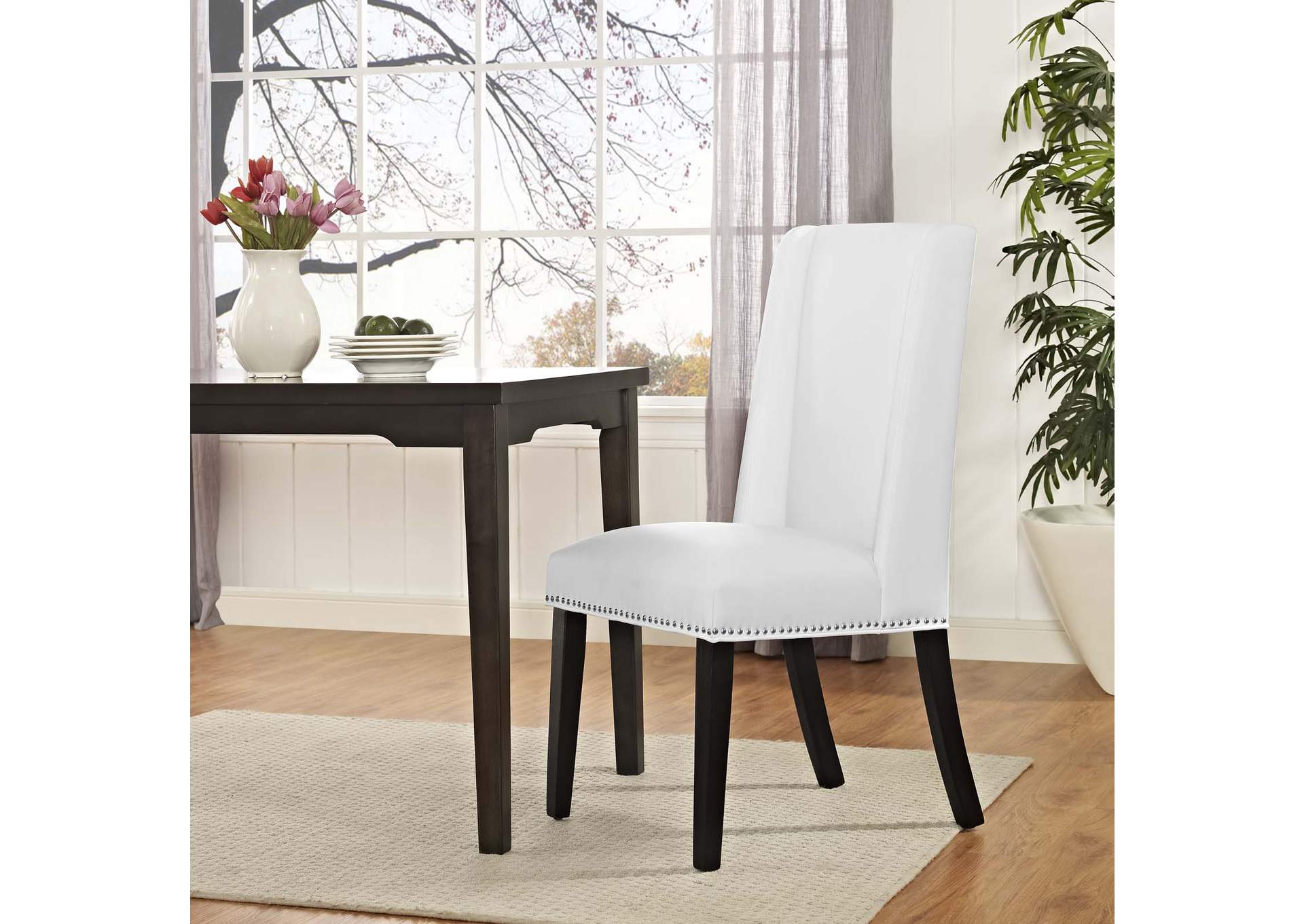 White Baron Vinyl Dining Chair,Modway