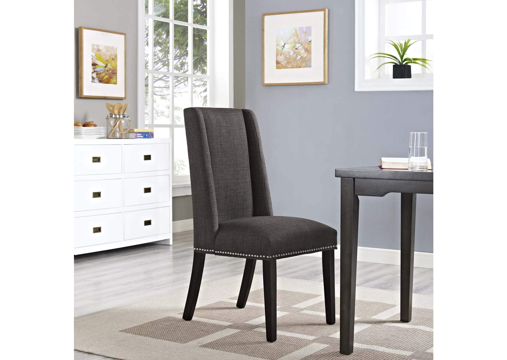 Brown Baron Fabric Dining Chair,Modway