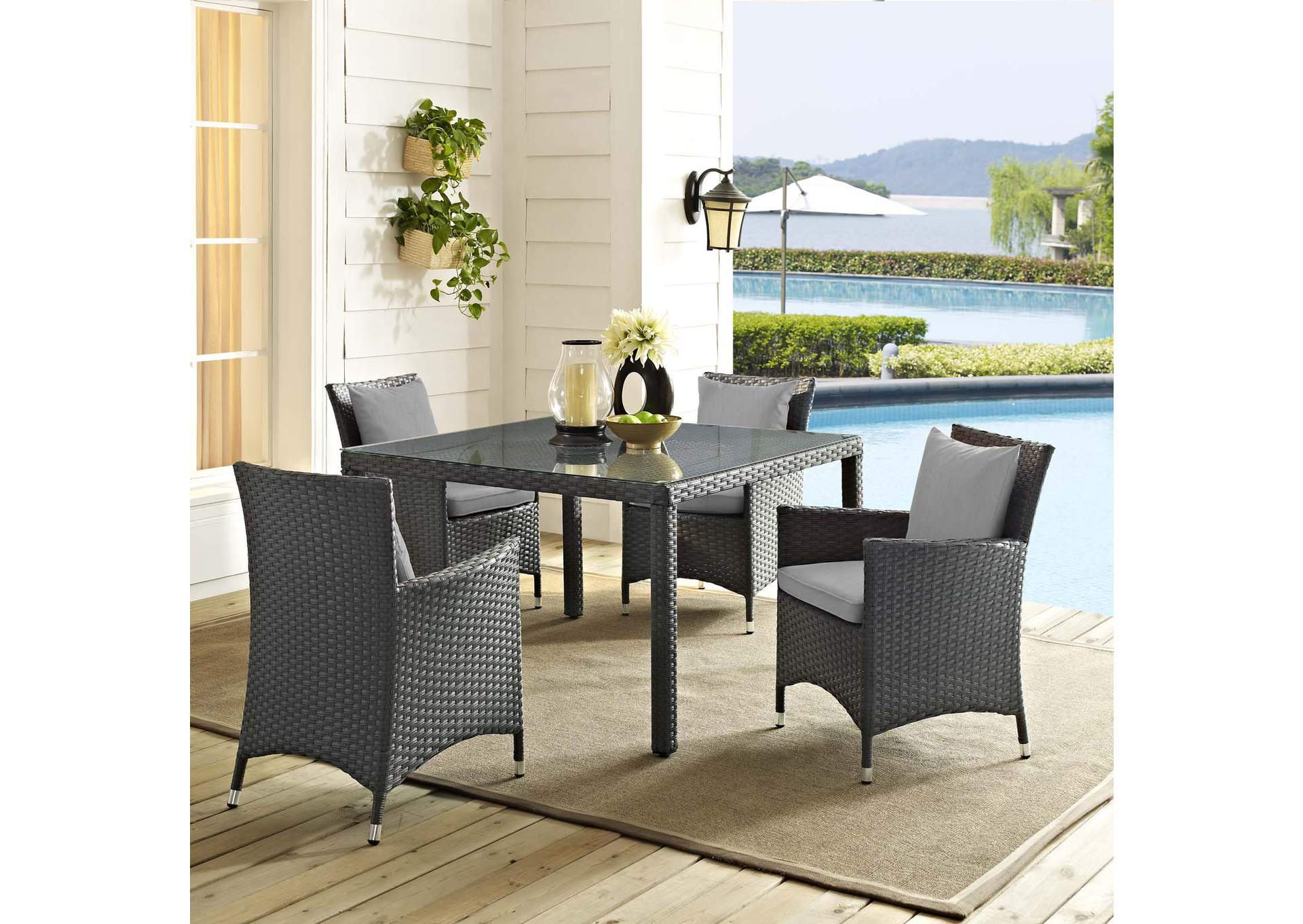 Canvas Gray Sojourn 4 Piece Outdoor Patio Sunbrella,Modway