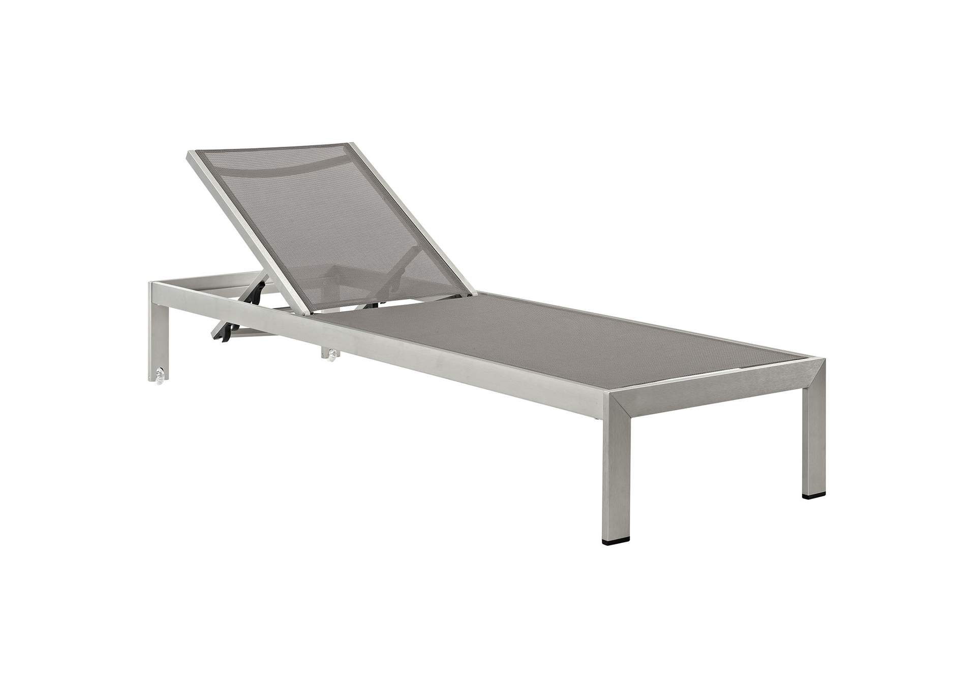 Silver Gray Shore Outdoor Patio Aluminum Mesh Chaise,Modway