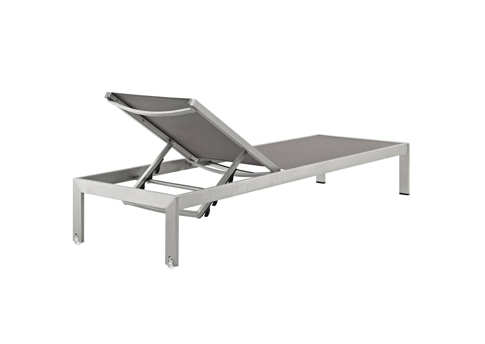 Silver Gray Shore Outdoor Patio Aluminum Mesh Chaise,Modway