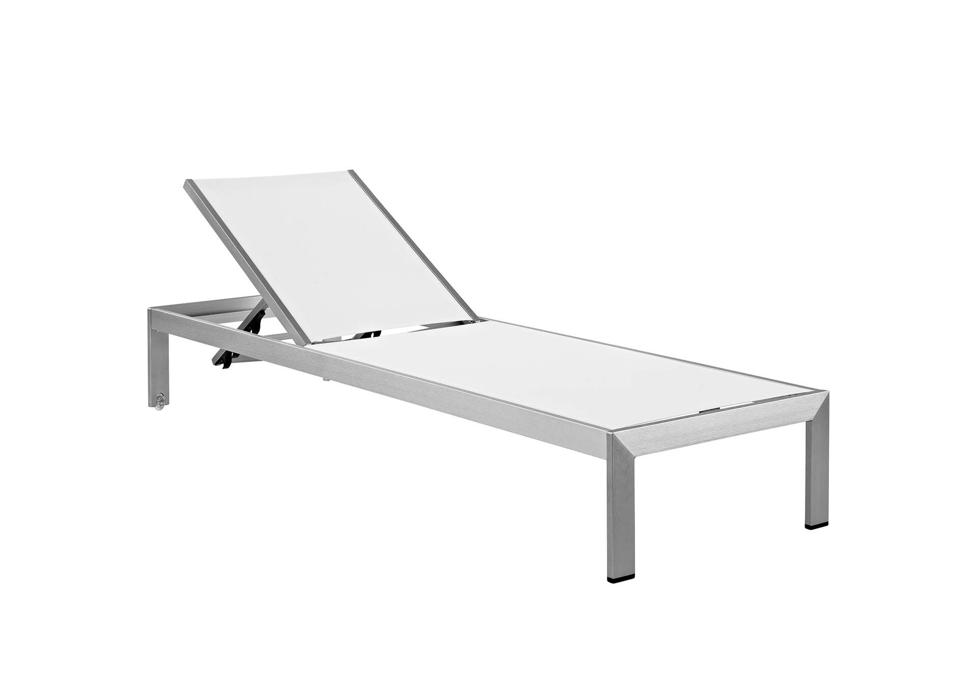 Silver White Shore Outdoor Patio Aluminum Mesh Chaise,Modway