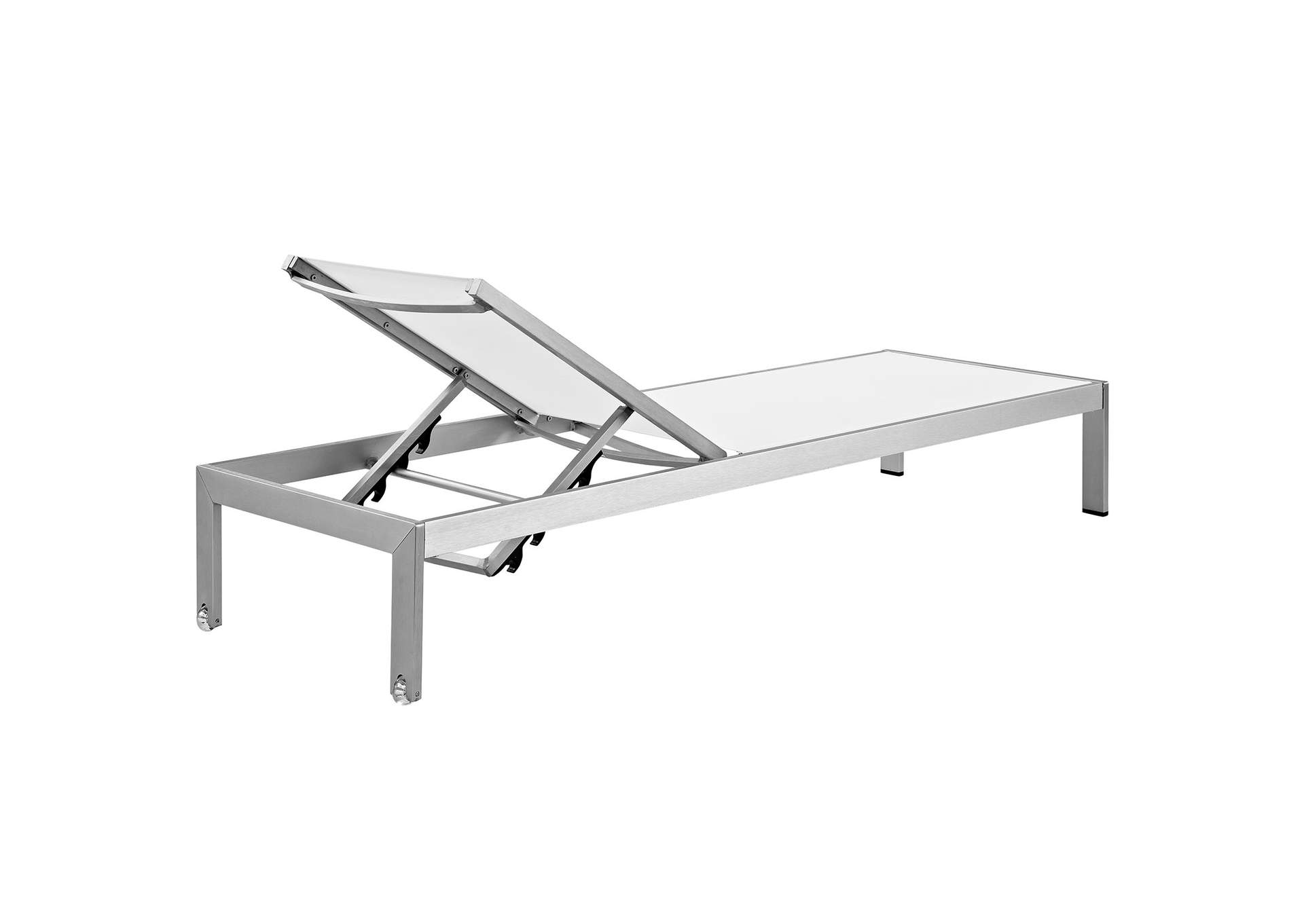 Silver White Shore Outdoor Patio Aluminum Mesh Chaise,Modway