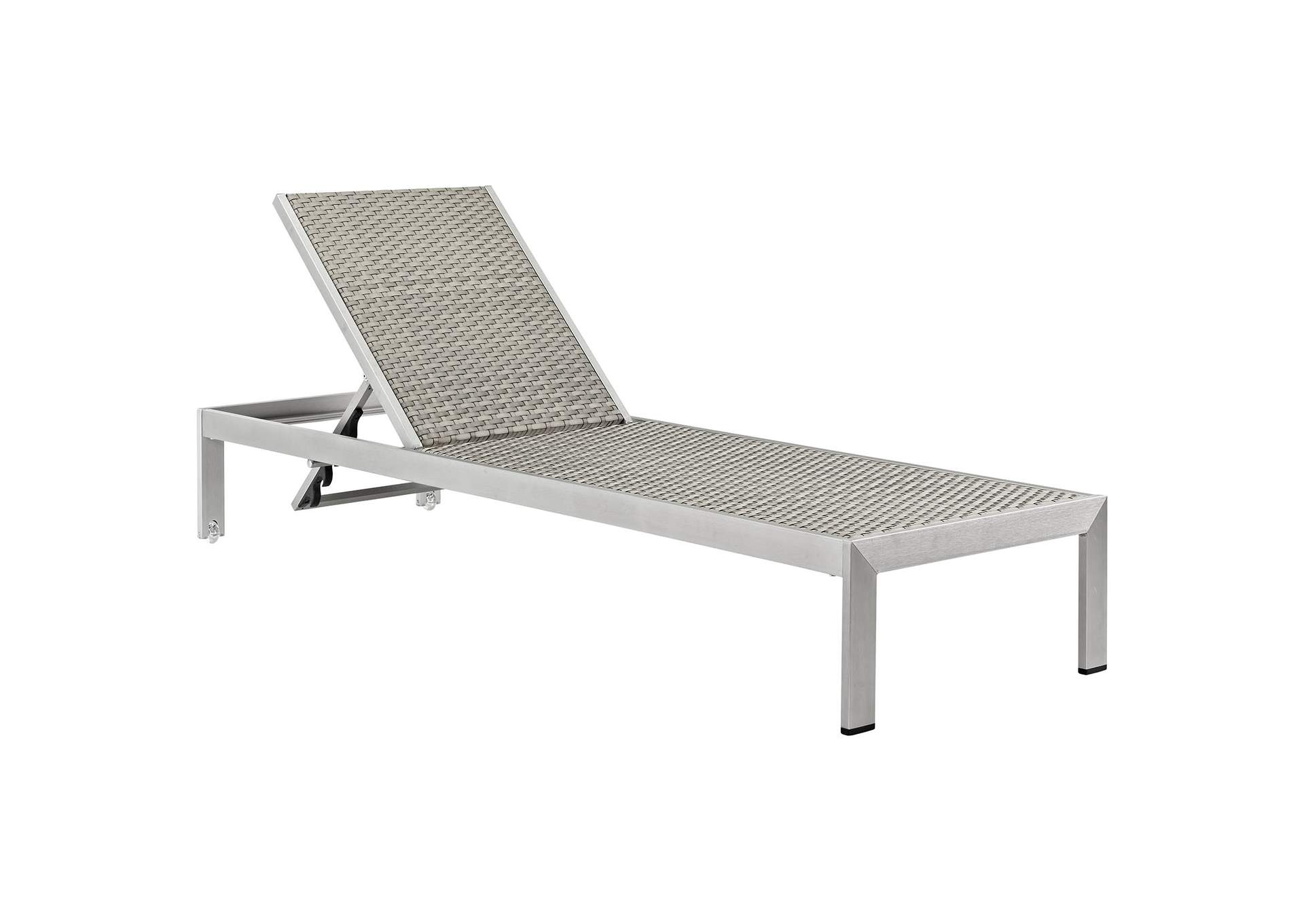 Silver Brown Gray Shore Outdoor Patio Aluminum Rattan Chaise,Modway