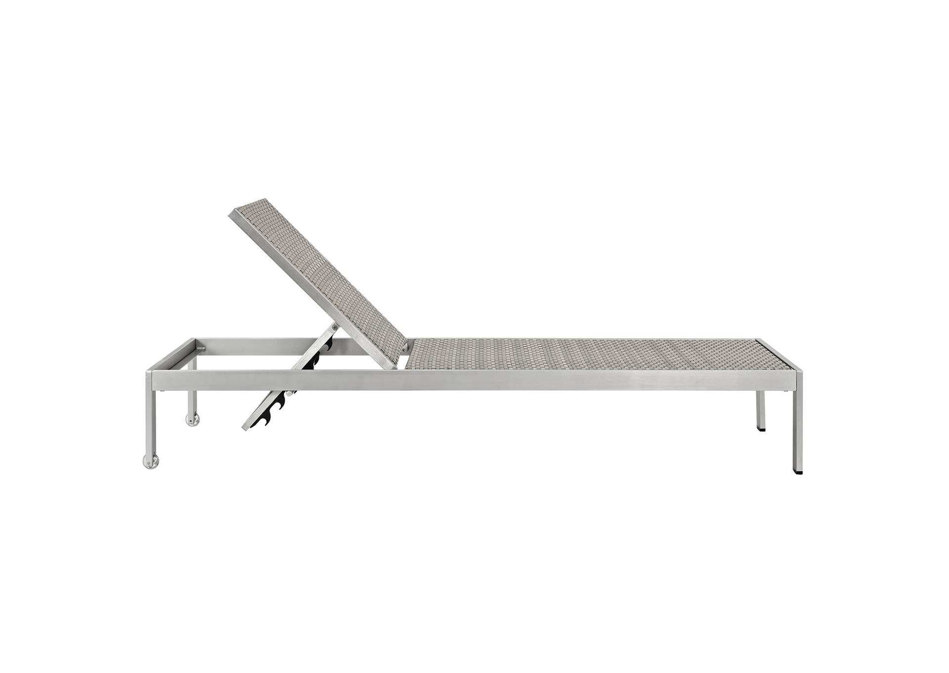 Silver Brown Gray Shore Outdoor Patio Aluminum Rattan Chaise,Modway