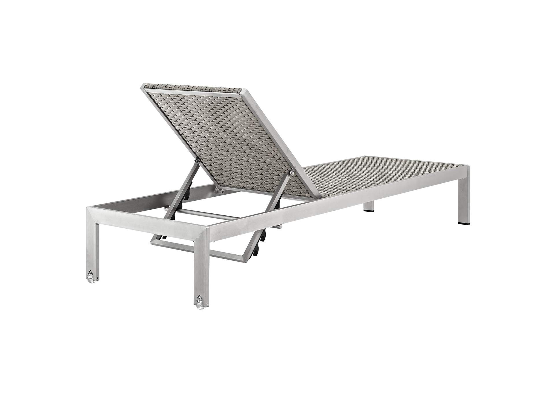 Silver Brown Gray Shore Outdoor Patio Aluminum Rattan Chaise,Modway