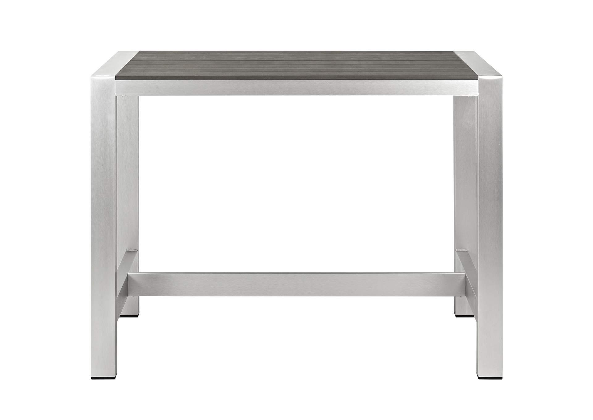 Silver Gray Shore Outdoor Patio Aluminum Rectangle Bar Table,Modway