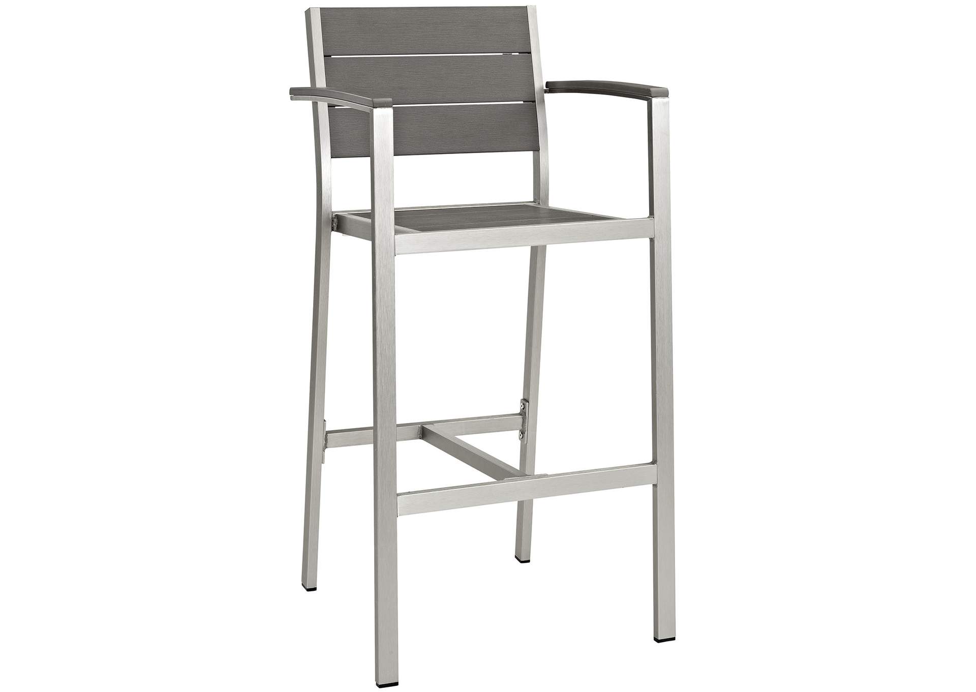 Silver Gray Shore Outdoor Patio Aluminum Bar Stool,Modway