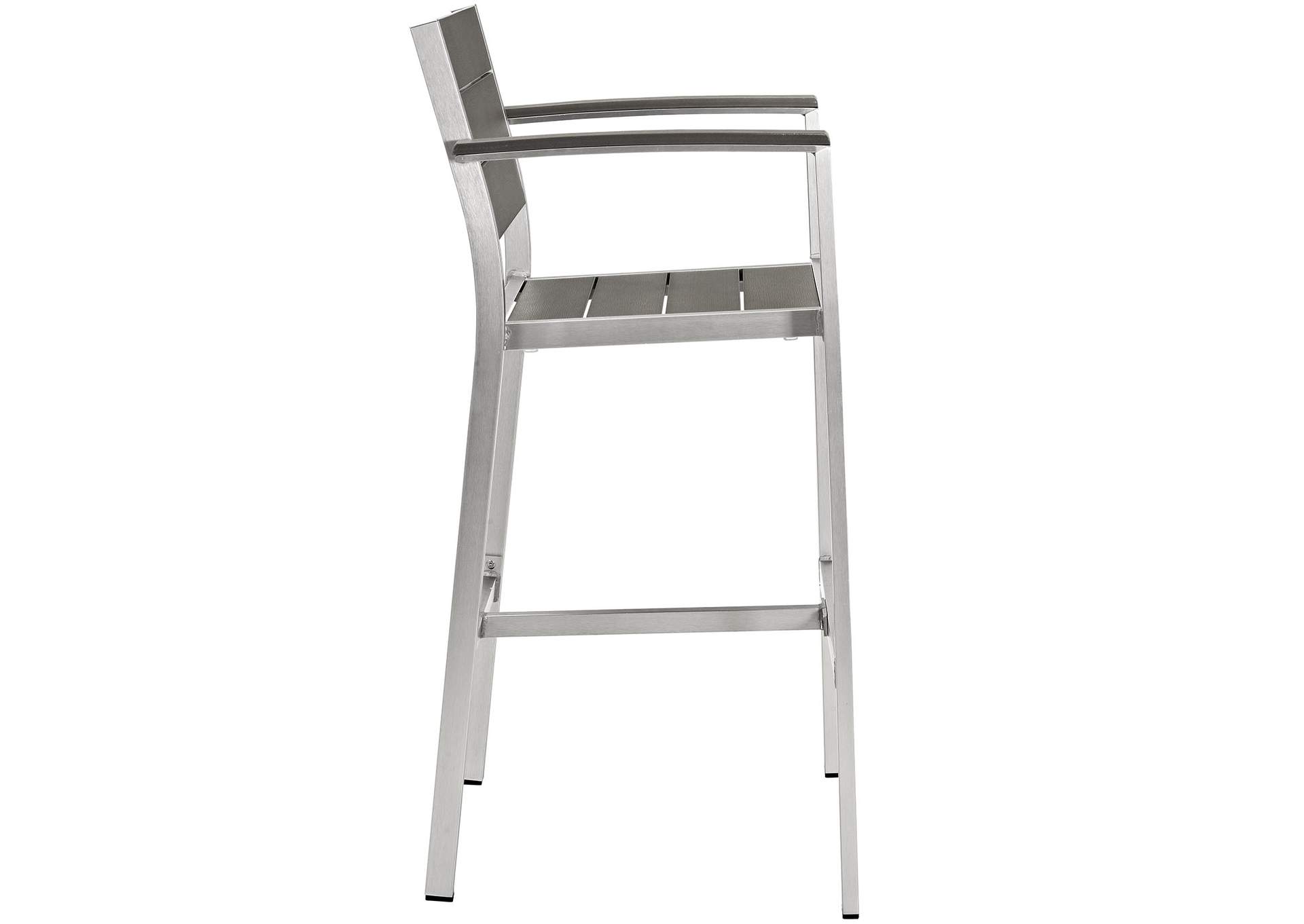 Silver Gray Shore Outdoor Patio Aluminum Bar Stool,Modway