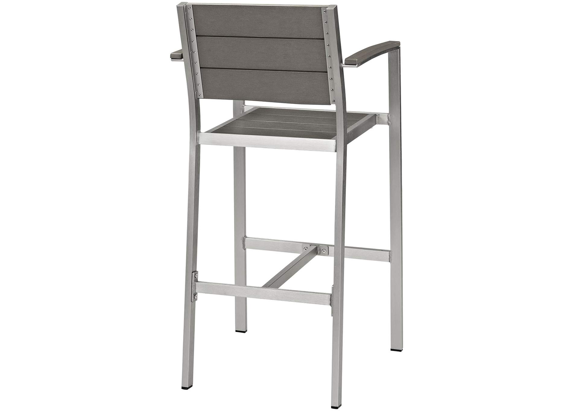 Silver Gray Shore Outdoor Patio Aluminum Bar Stool,Modway