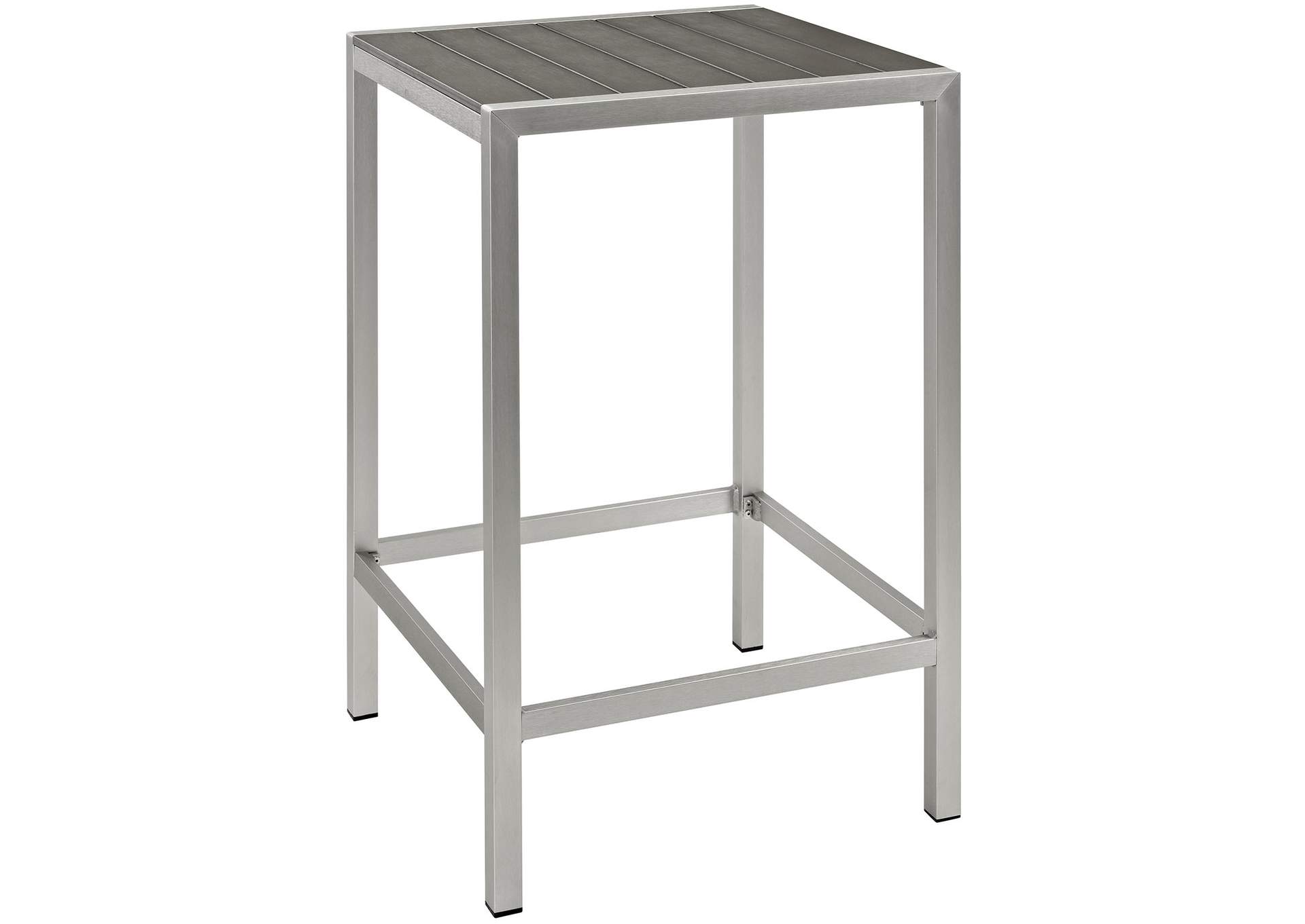 Silver Gray Shore Outdoor Patio Aluminum Bar Table,Modway