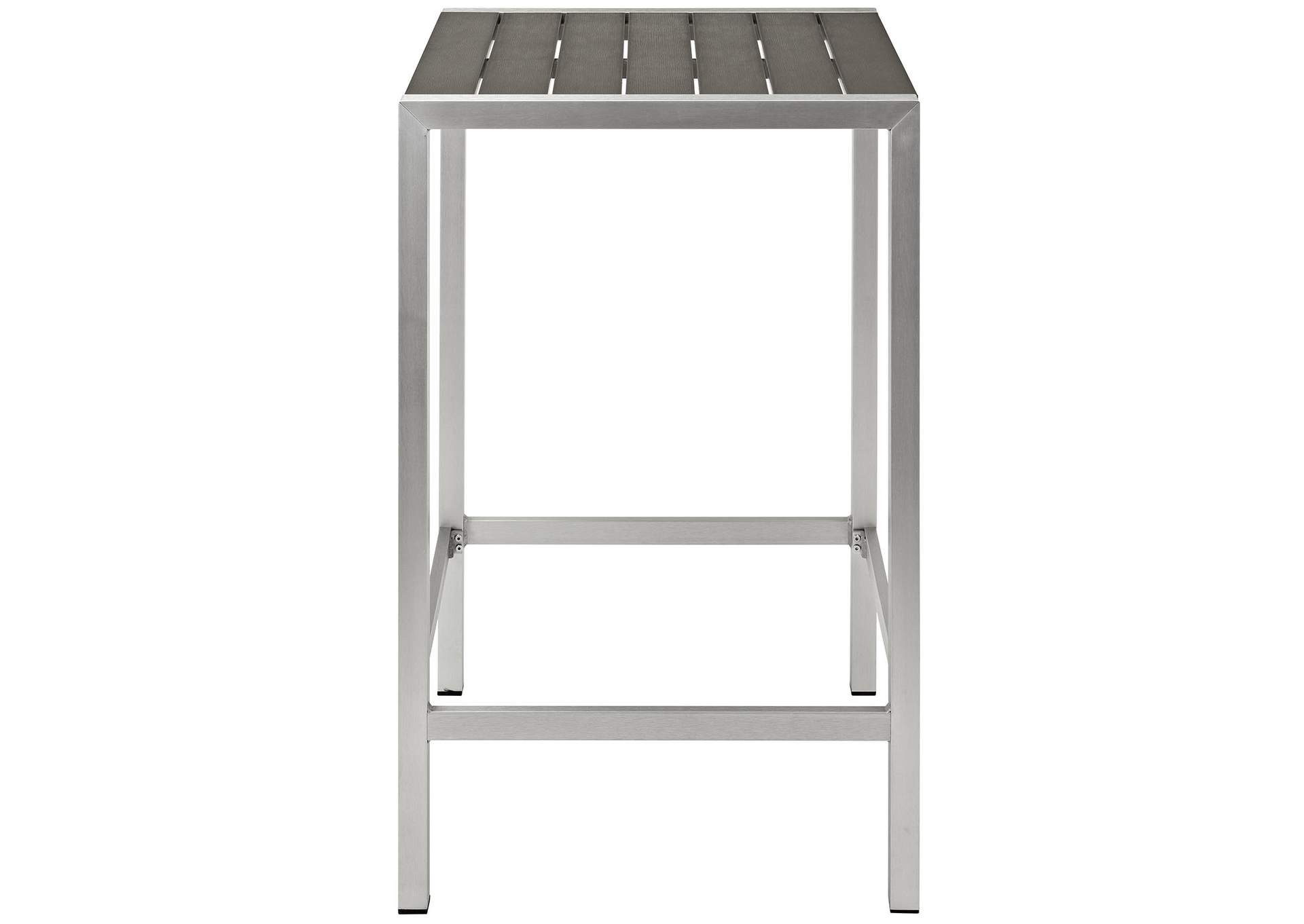 Silver Gray Shore Outdoor Patio Aluminum Bar Table,Modway