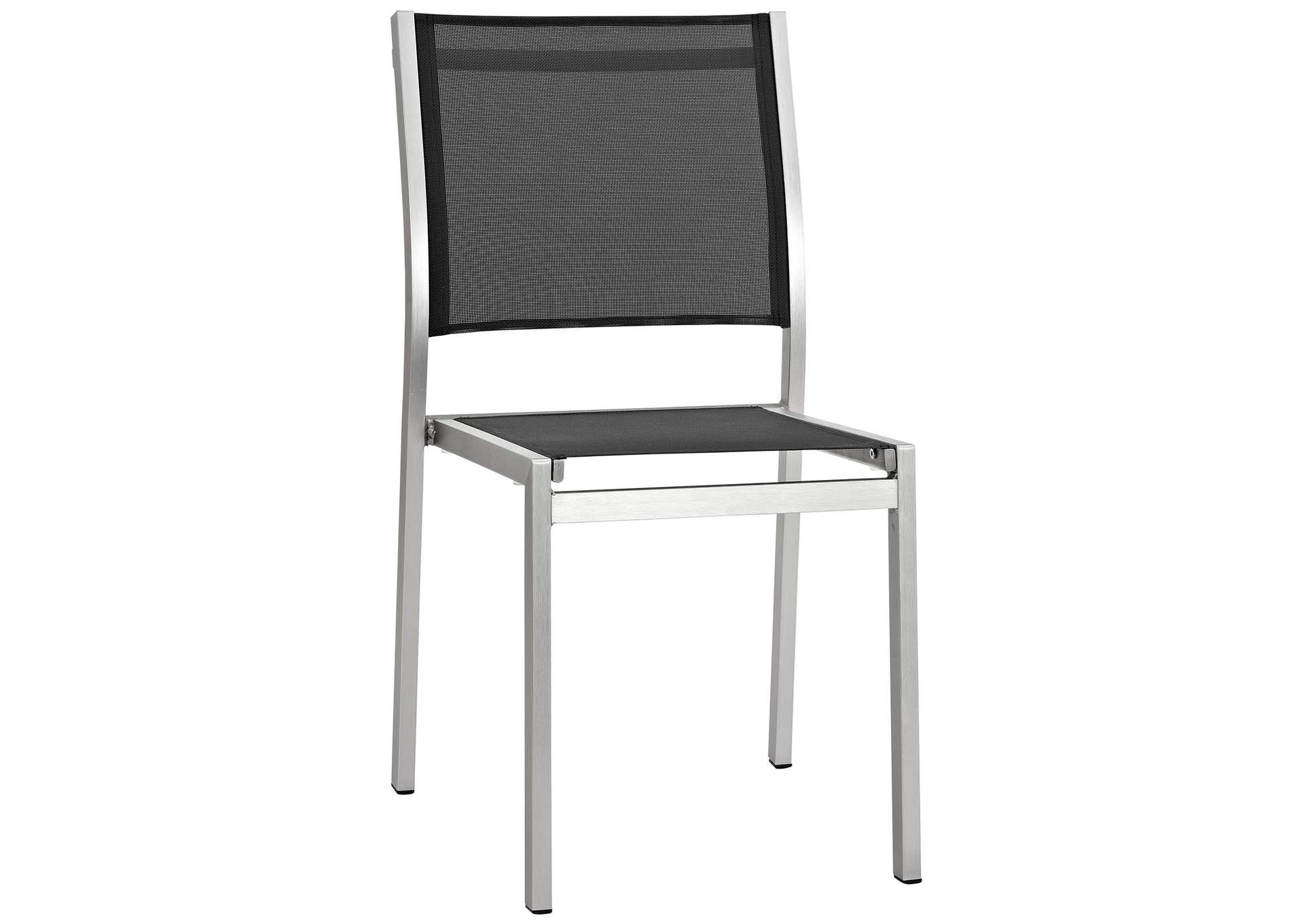 Silver Black Shore Outdoor Patio Aluminum Side Chair,Modway